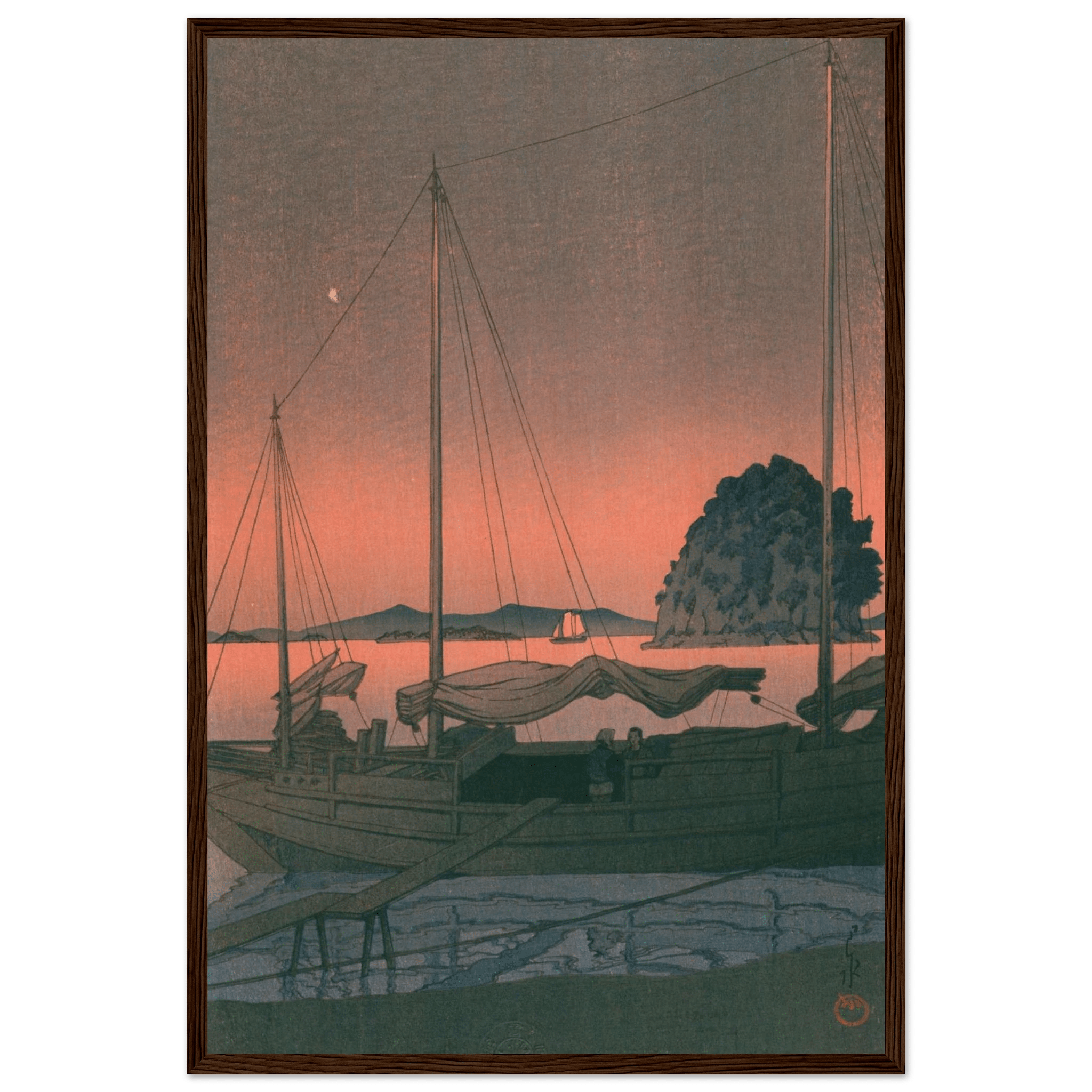 Boote im Abendrot - Gerahmte Eleganz - HINORI