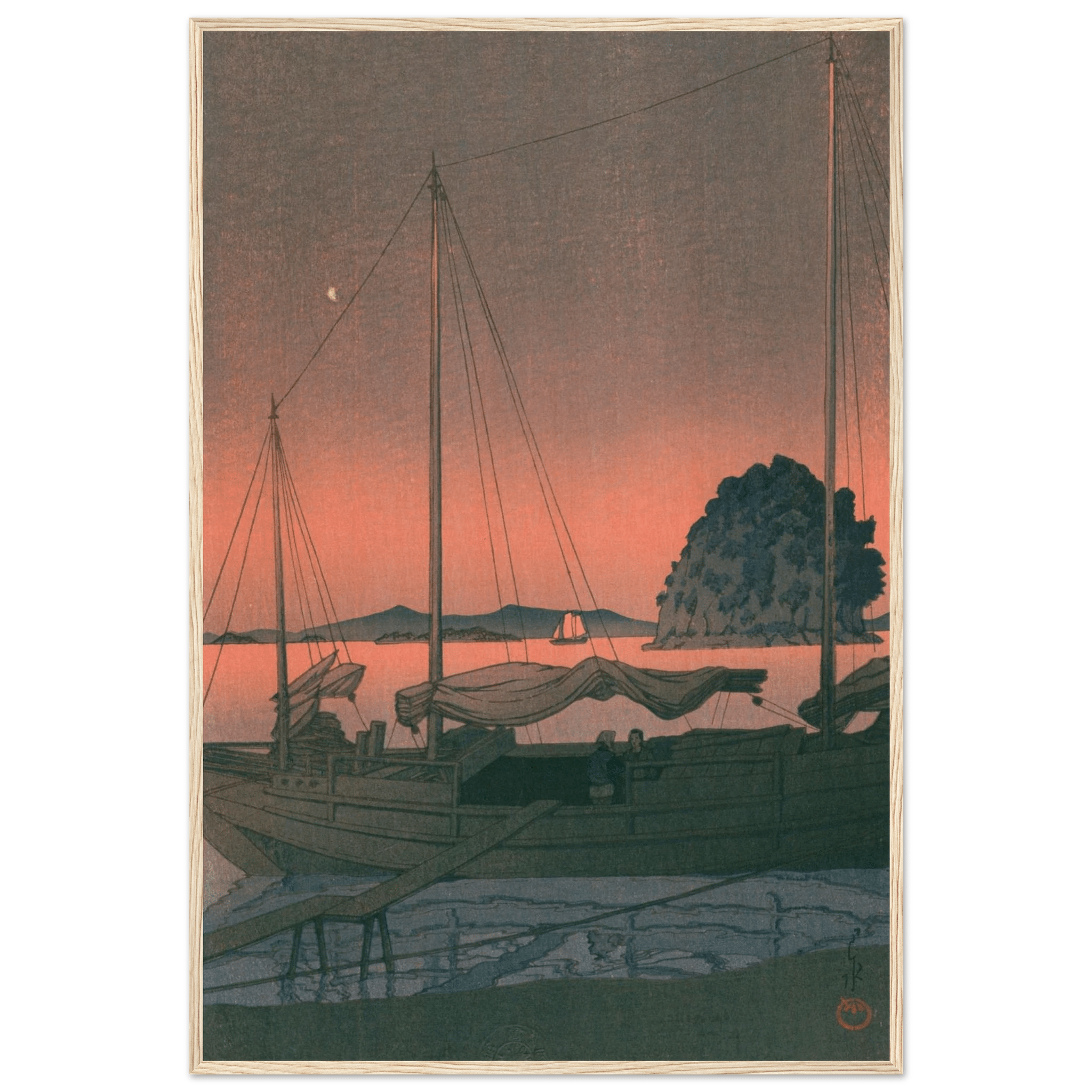 Boote im Abendrot - Gerahmte Eleganz - HINORI