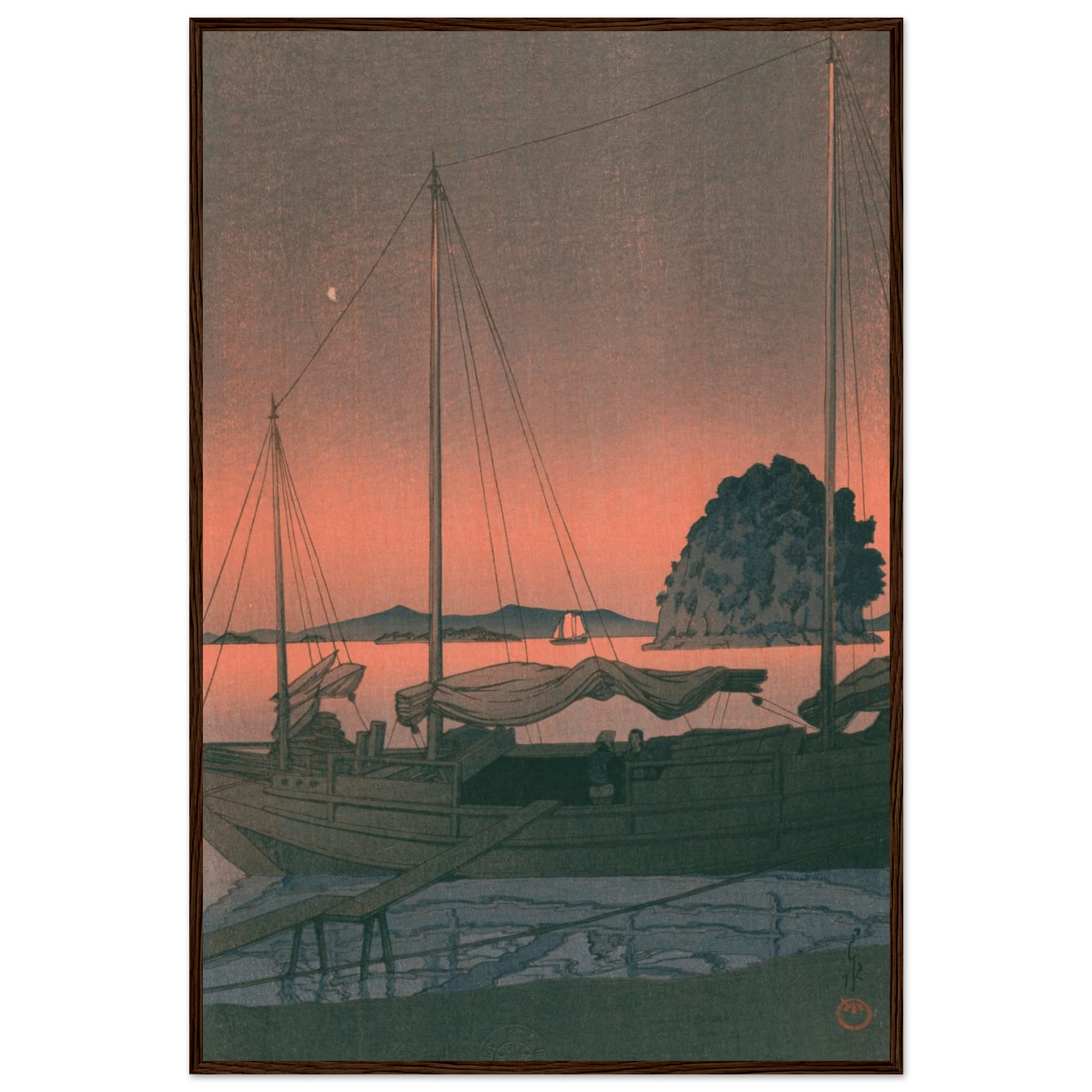 Boote im Abendrot - Gerahmte Eleganz - HINORI