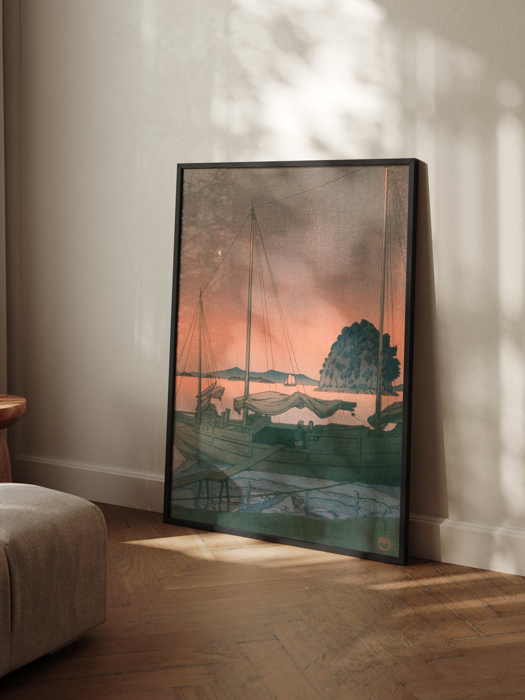 Boote im Abendrot - Gerahmte Eleganz - HINORI