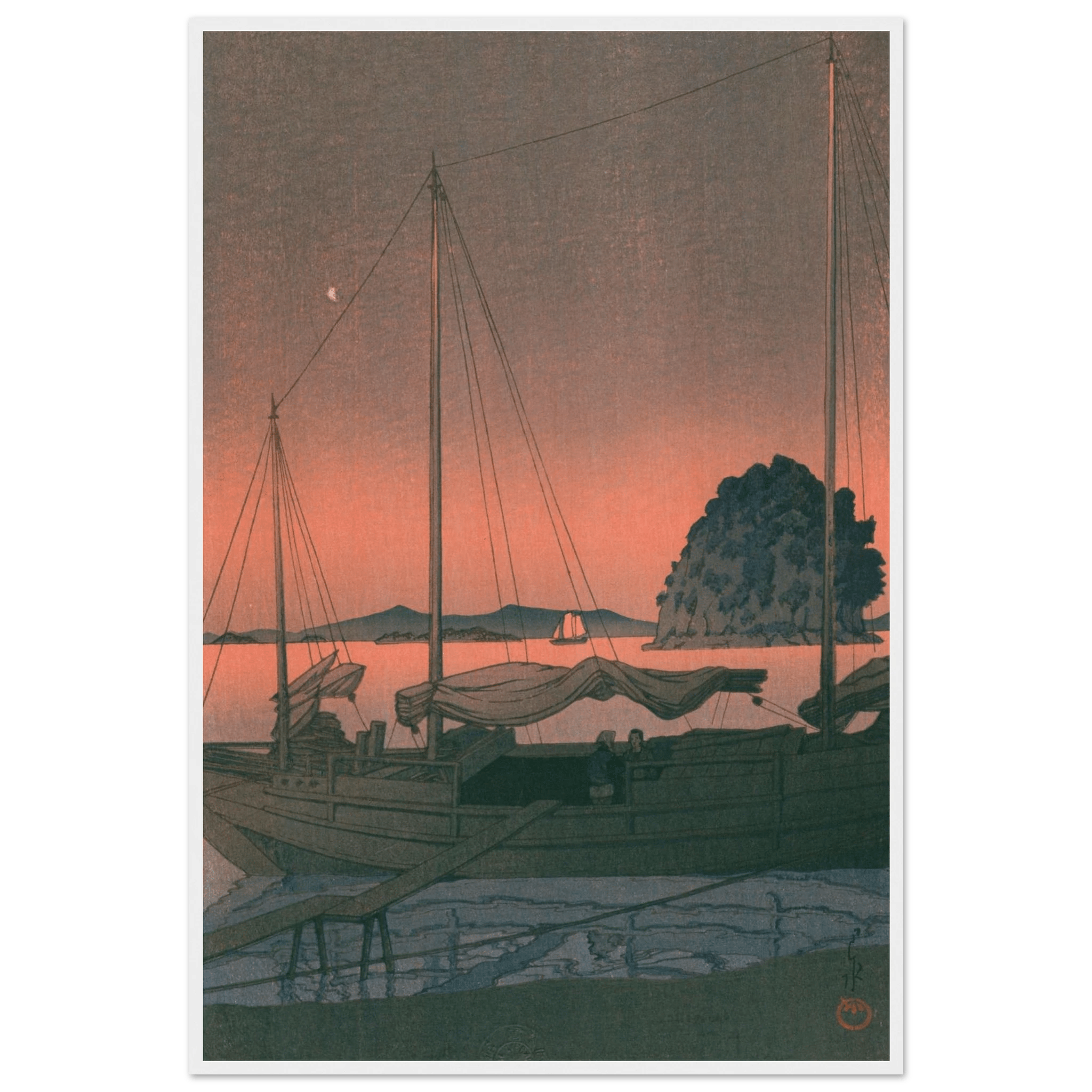 Boote im Abendrot - Gerahmte Eleganz - HINORI