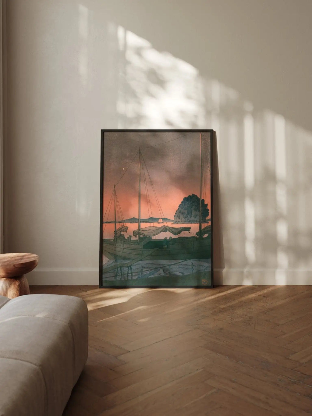 Boote im Abendrot - Gerahmte Eleganz - HINORI