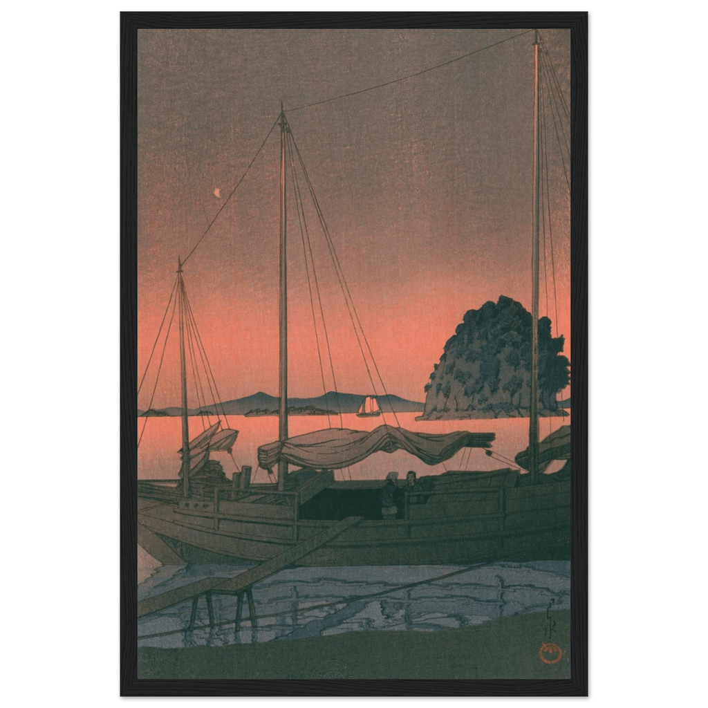 Boote im Abendrot - Gerahmte Eleganz - HINORI