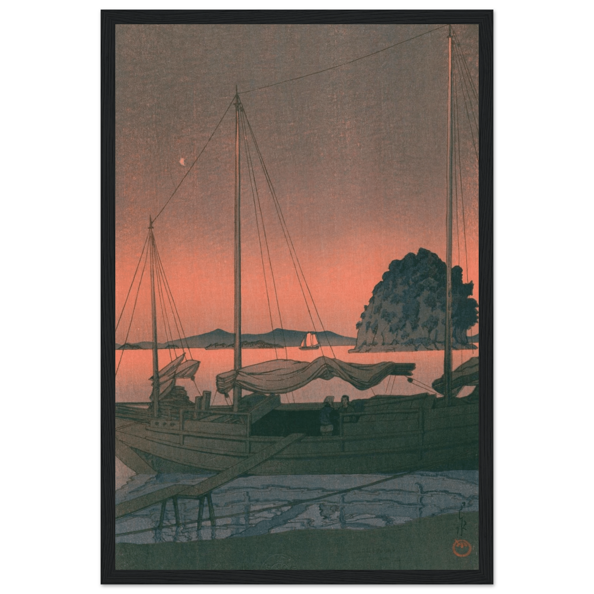 Boote im Abendrot - Gerahmte Eleganz - HINORI