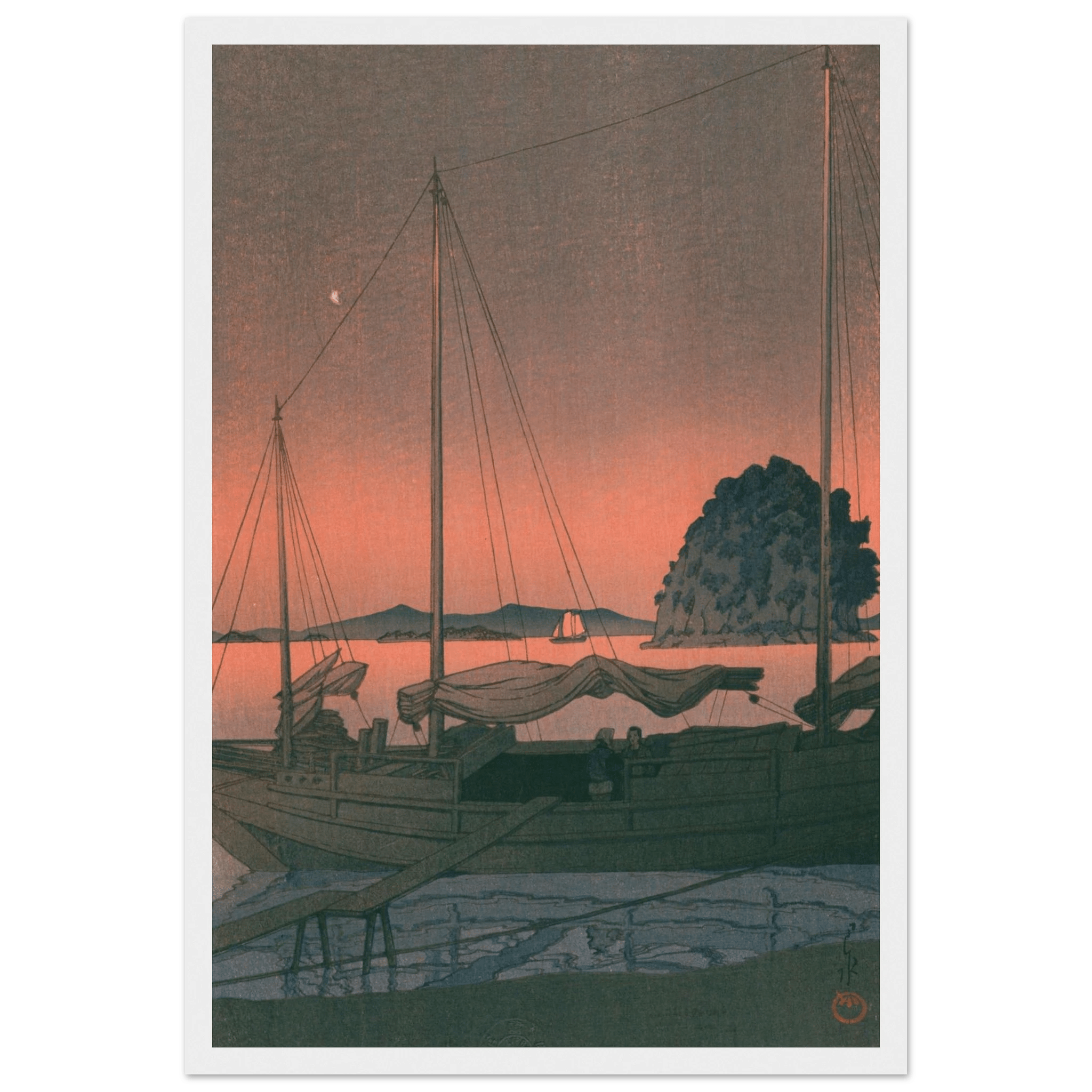 Boote im Abendrot - Gerahmte Eleganz - HINORI