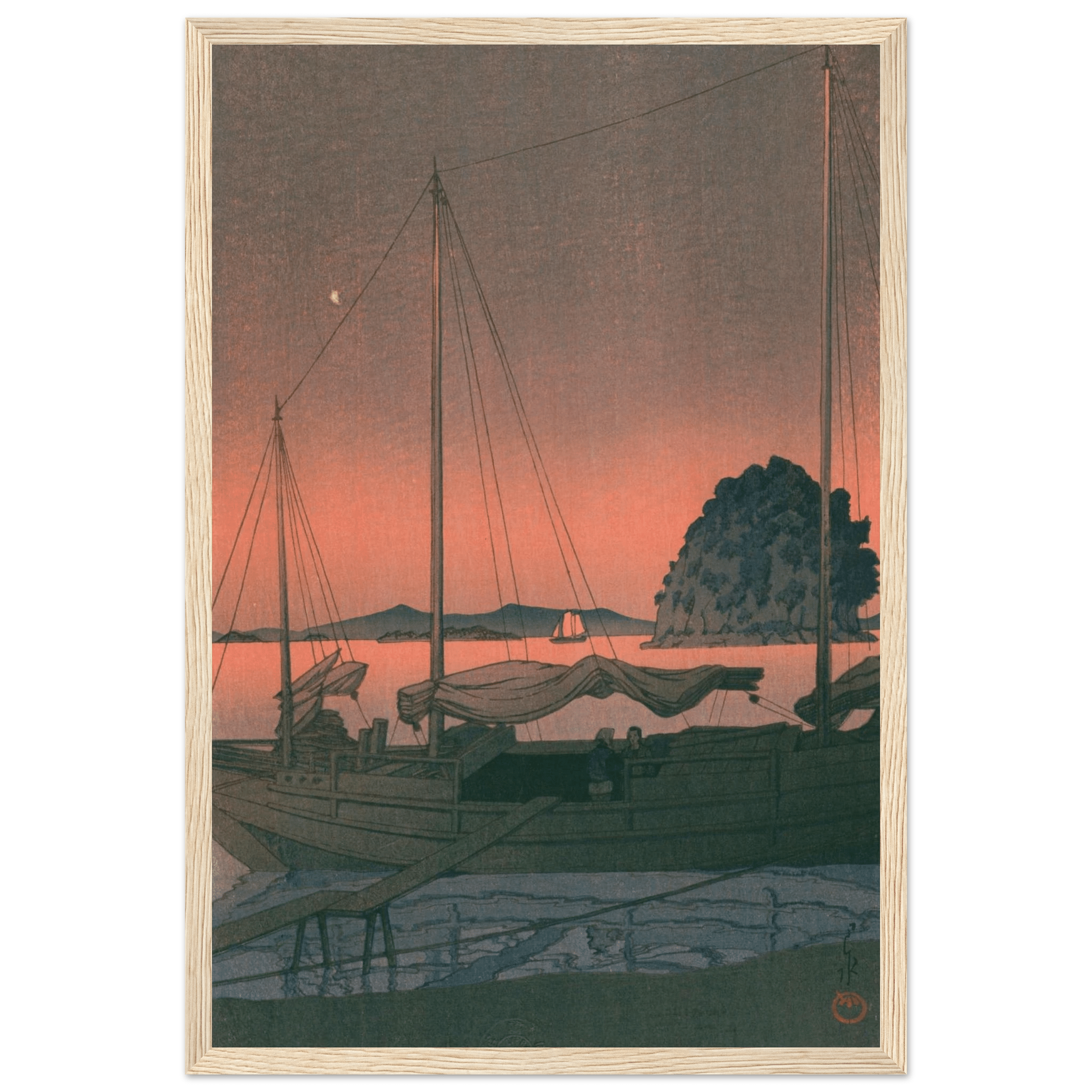 Boote im Abendrot - Gerahmte Eleganz - HINORI