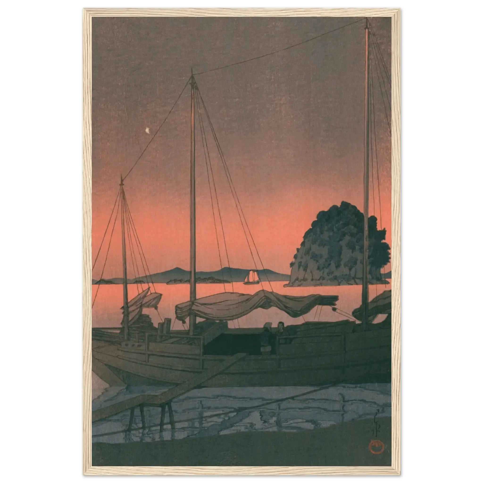 Boote im Abendrot - Gerahmte Eleganz - HINORI