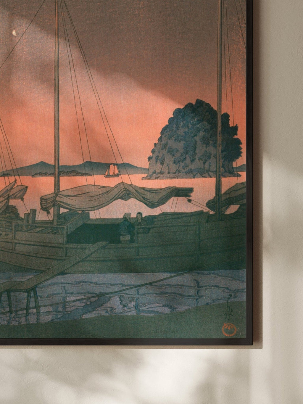 Boote im Abendrot - Gerahmte Eleganz - HINORI