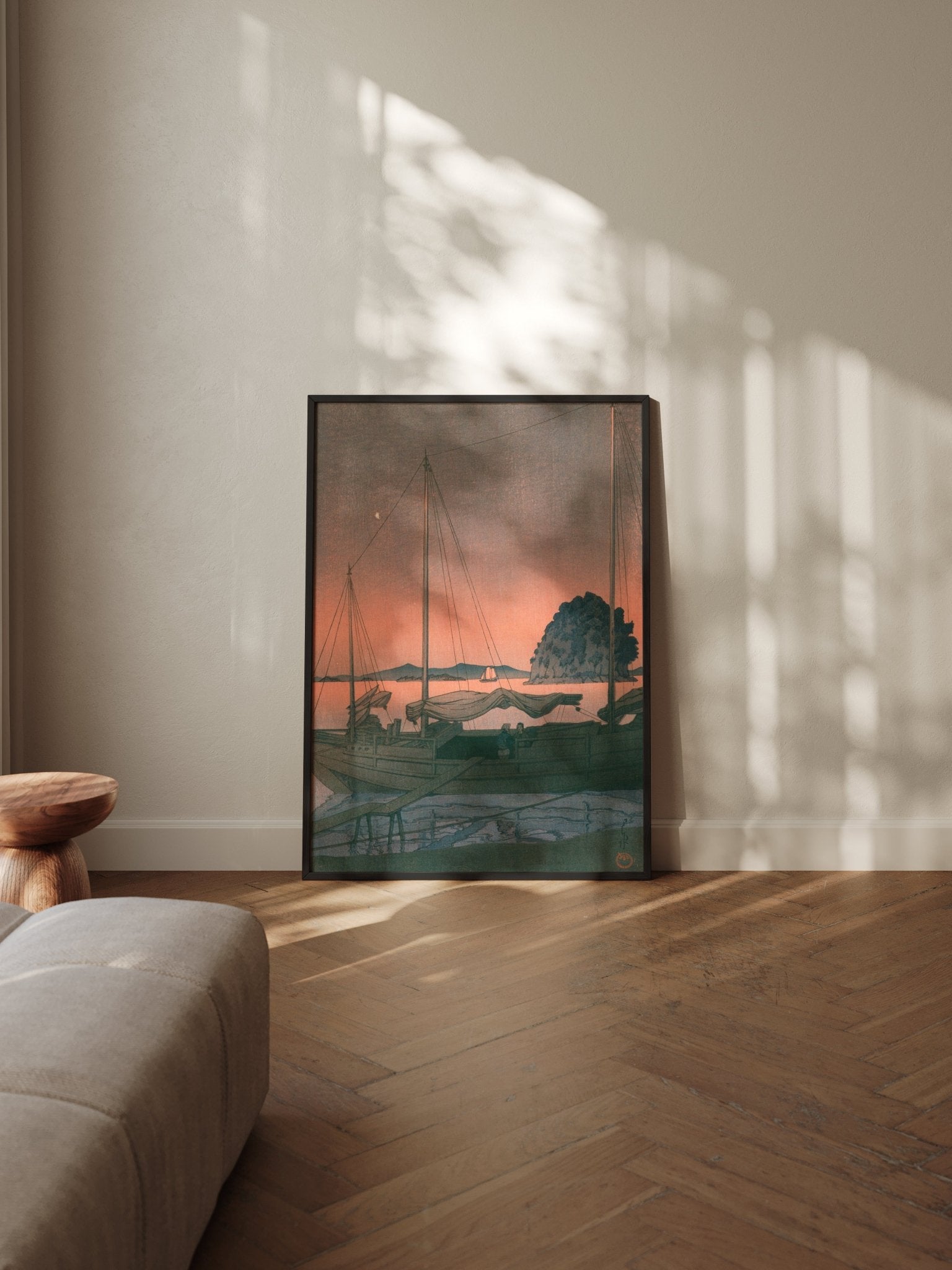 Boote im Abendrot - Gerahmte Eleganz - HINORI