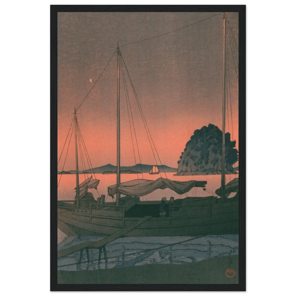 Boote im Abendrot - Gerahmte Eleganz - HINORI