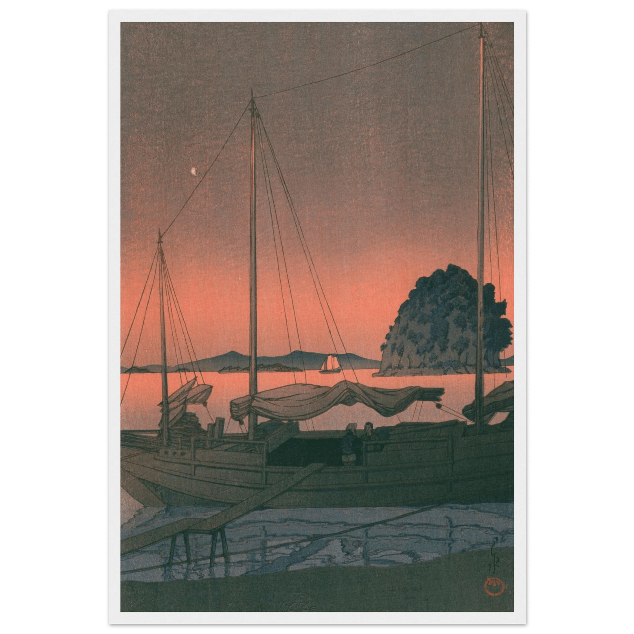 Boote im Abendrot - Gerahmte Eleganz - HINORI