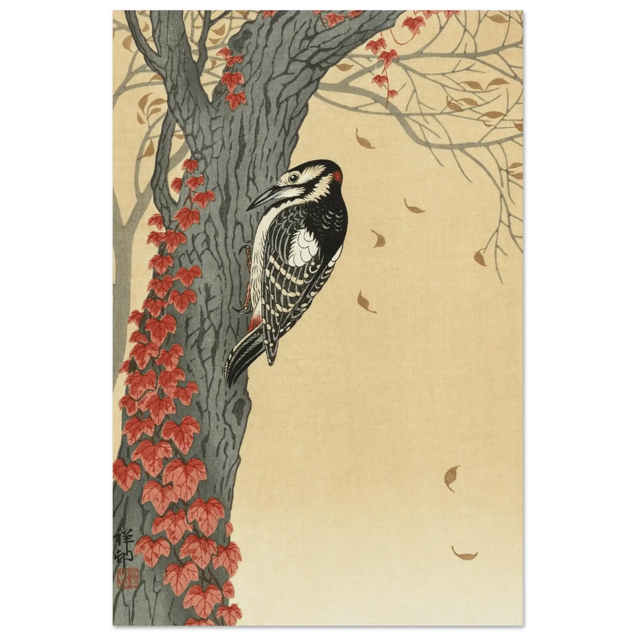 Buntspecht im Herbstlaub - Fine Art Prints - HINORI