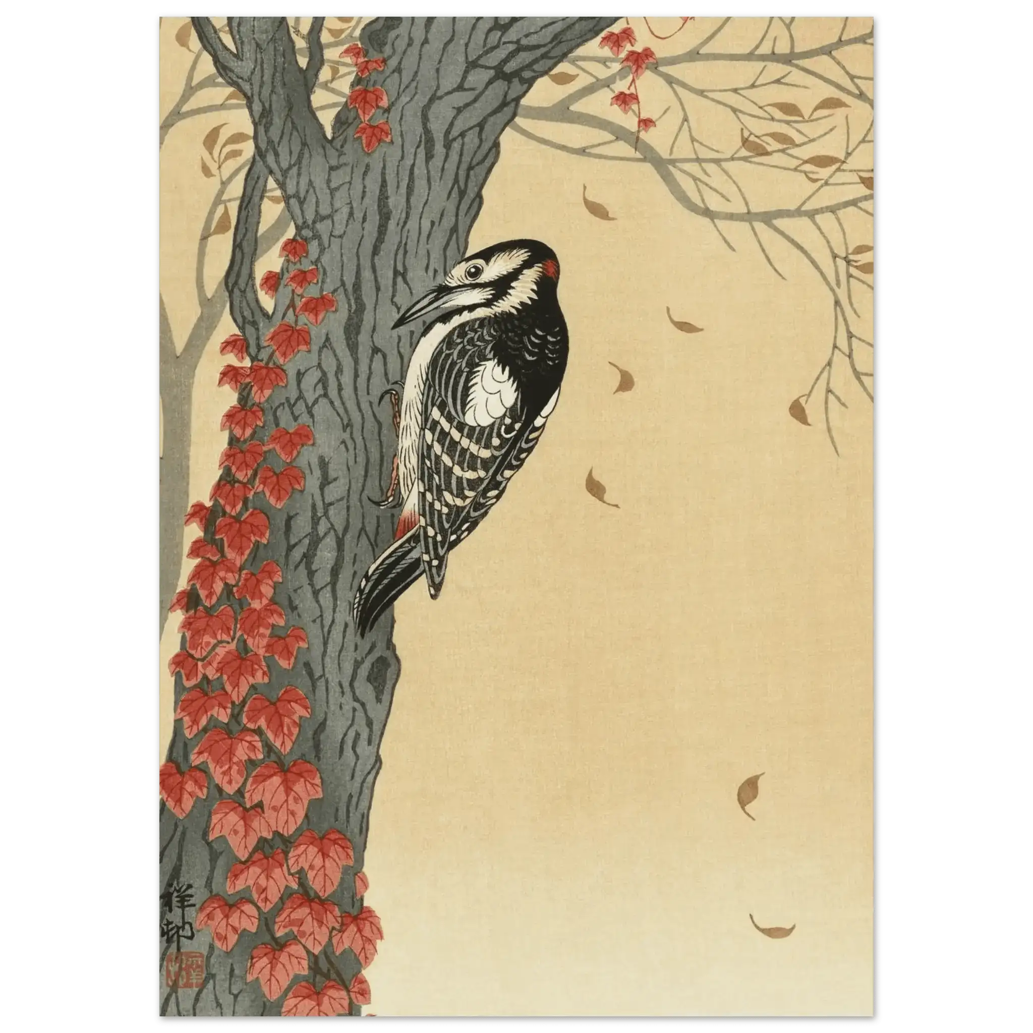 Buntspecht im Herbstlaub - Fine Art Prints - HINORI