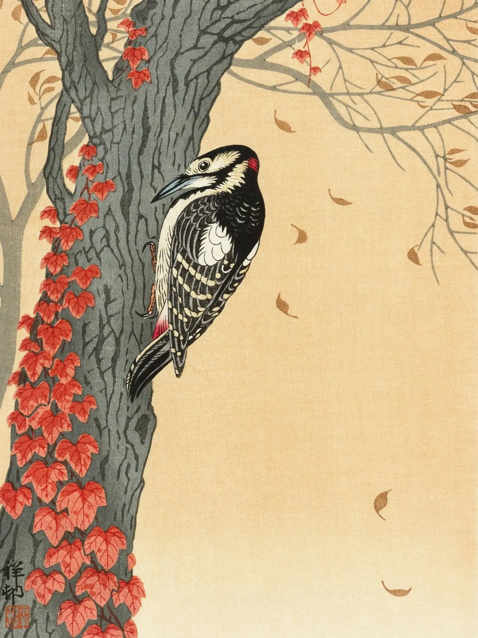 Buntspecht im Herbstlaub - Signature Collection - HINORI