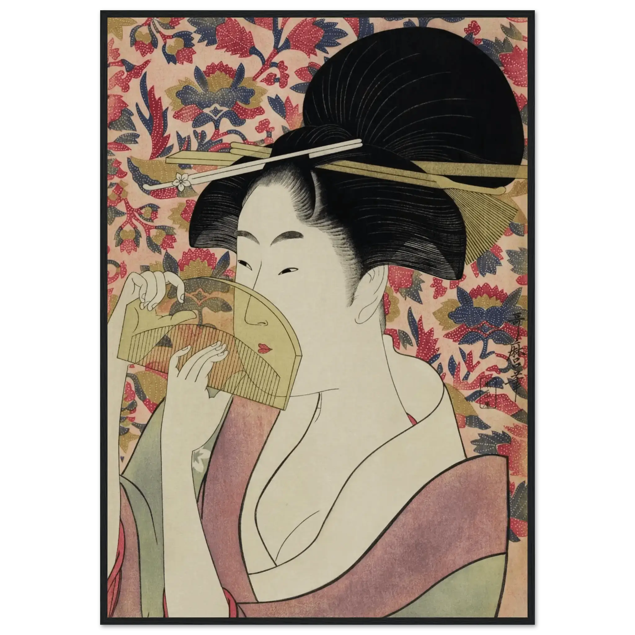 Die Frau mit dem Kamm - Gerahmte Eleganz - HINORI