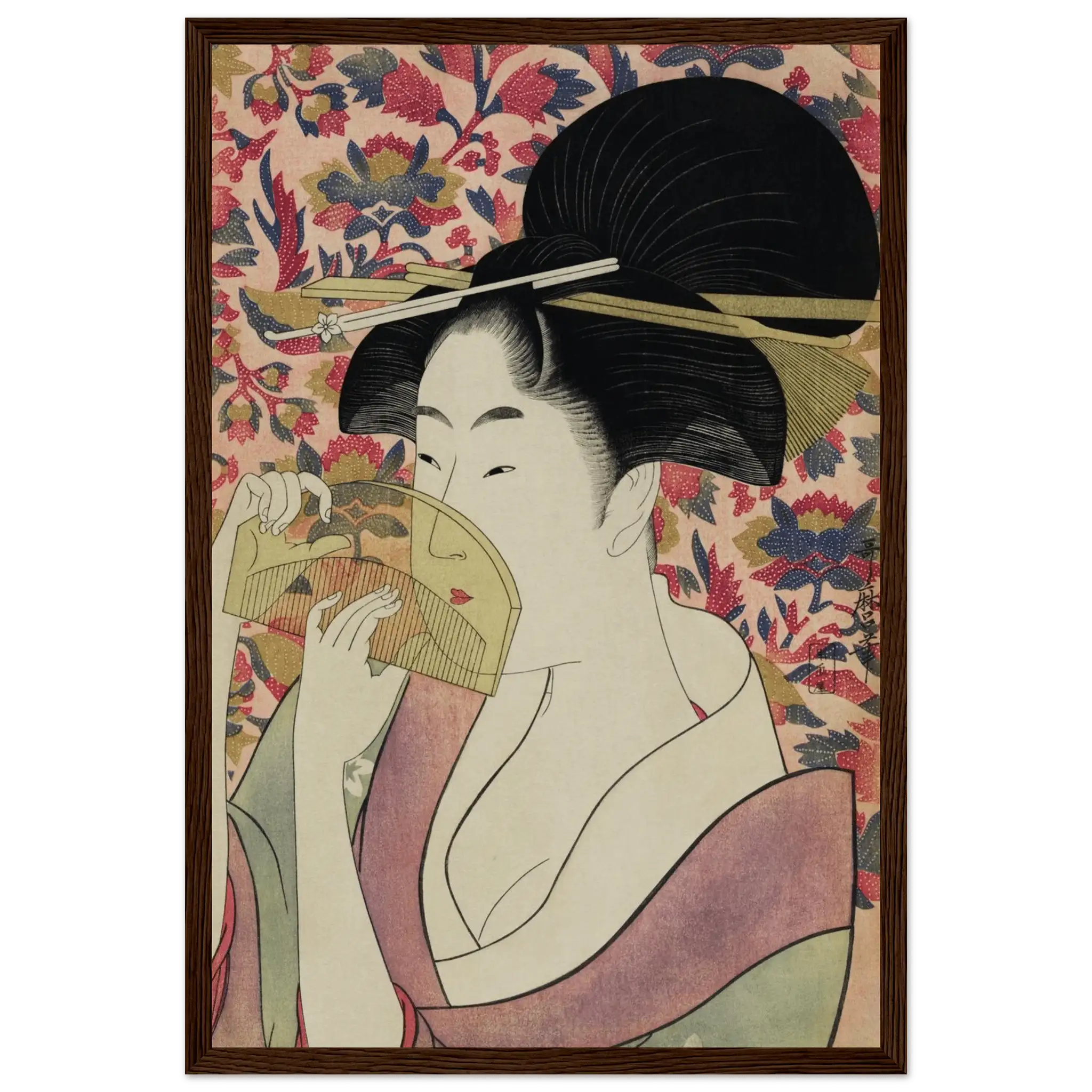 Die Frau mit dem Kamm - Gerahmte Eleganz - HINORI
