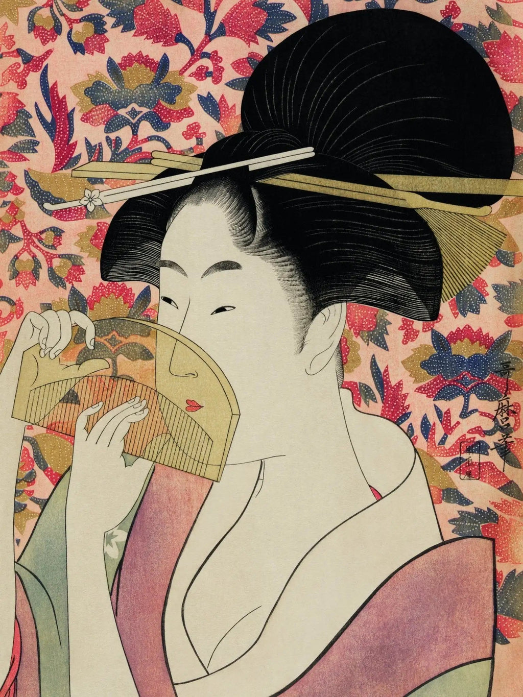 Die Frau mit dem Kamm - Gerahmte Eleganz - HINORI