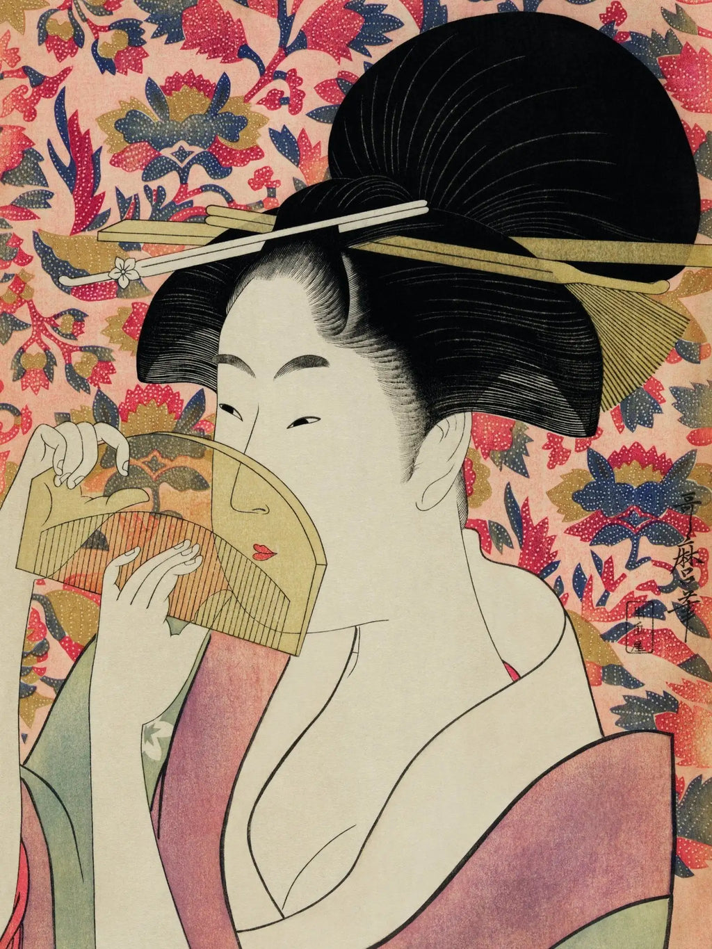 Die Frau mit dem Kamm - Gerahmte Eleganz - HINORI