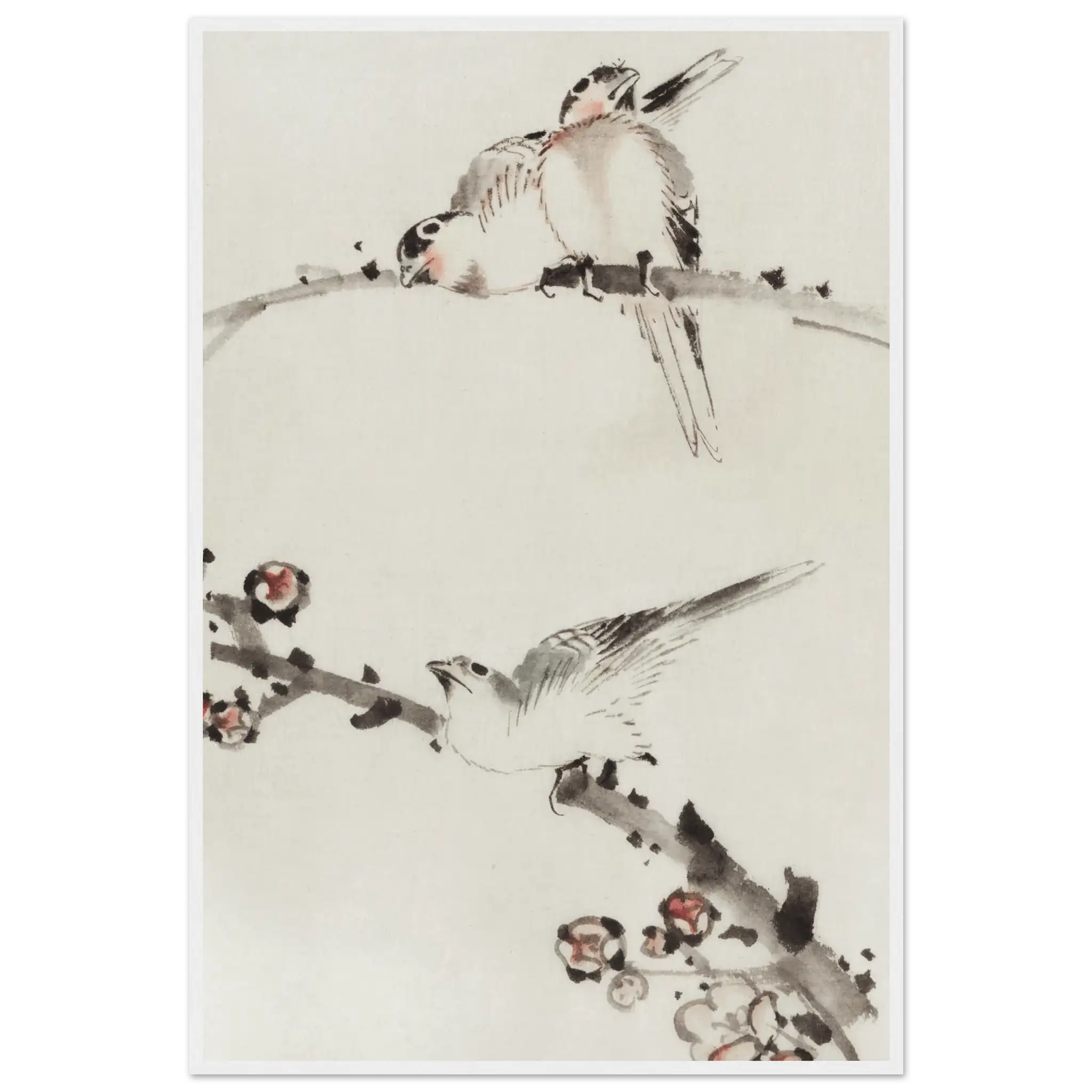 Drei Vögel auf Zweigen - Gerahmte Eleganz - HINORI