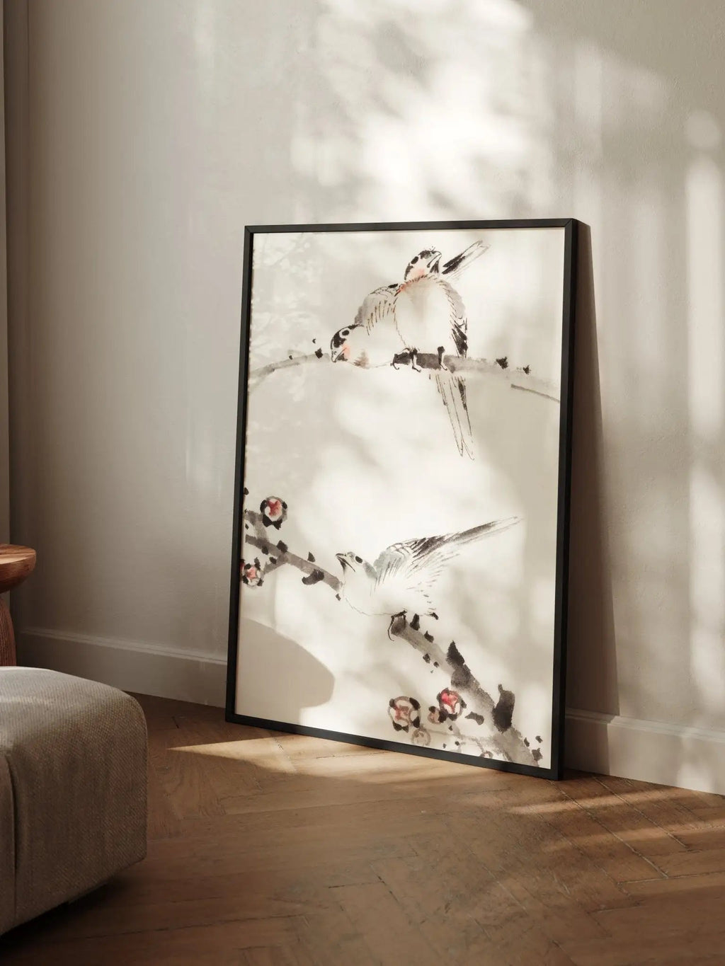 Drei Vögel auf Zweigen - Gerahmte Eleganz - HINORI