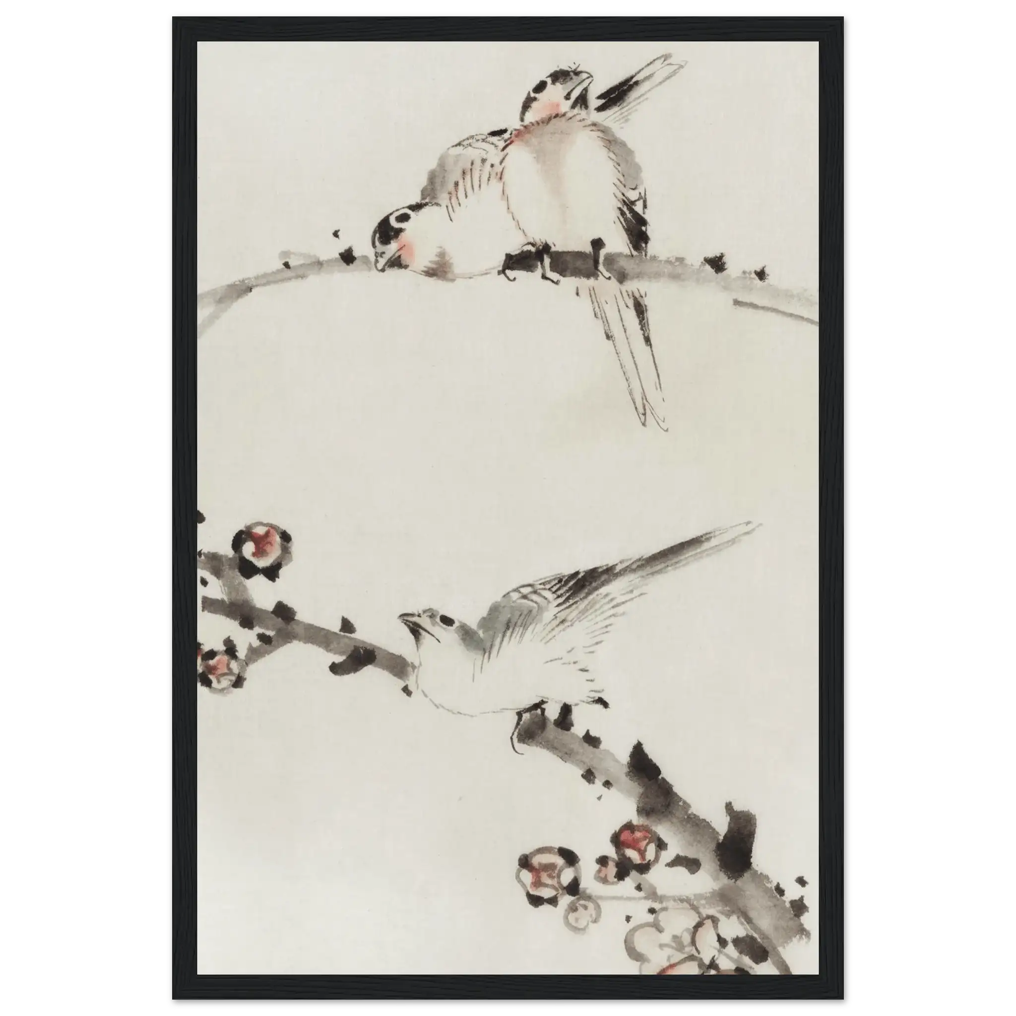 Drei Vögel auf Zweigen - Gerahmte Eleganz - HINORI