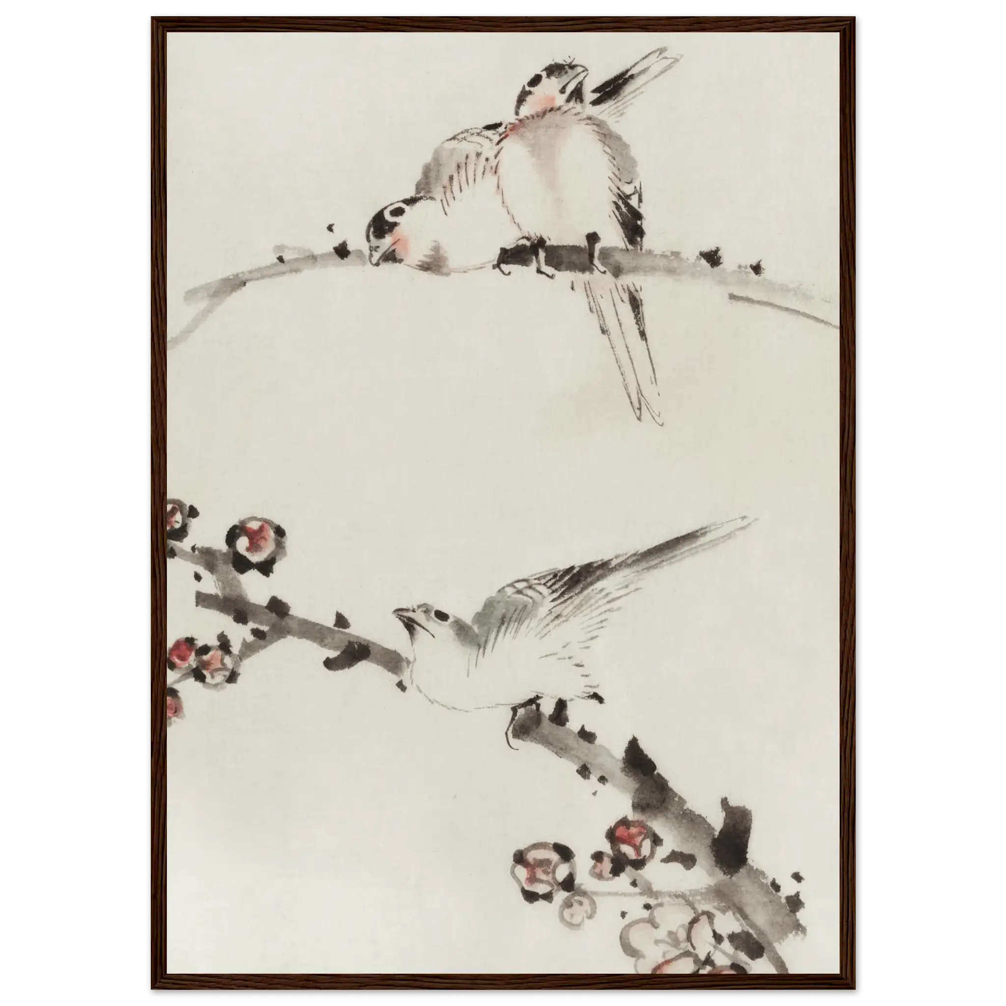 Drei Vögel auf Zweigen - Gerahmte Eleganz - HINORI