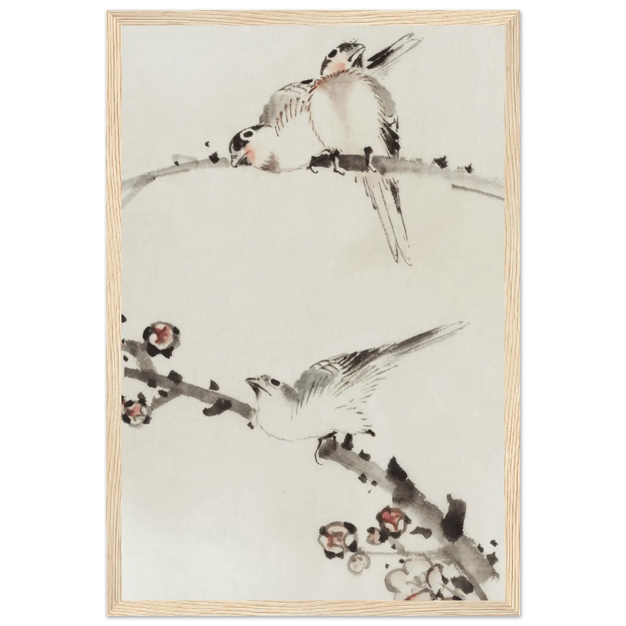 Drei Vögel auf Zweigen - Gerahmte Eleganz - HINORI