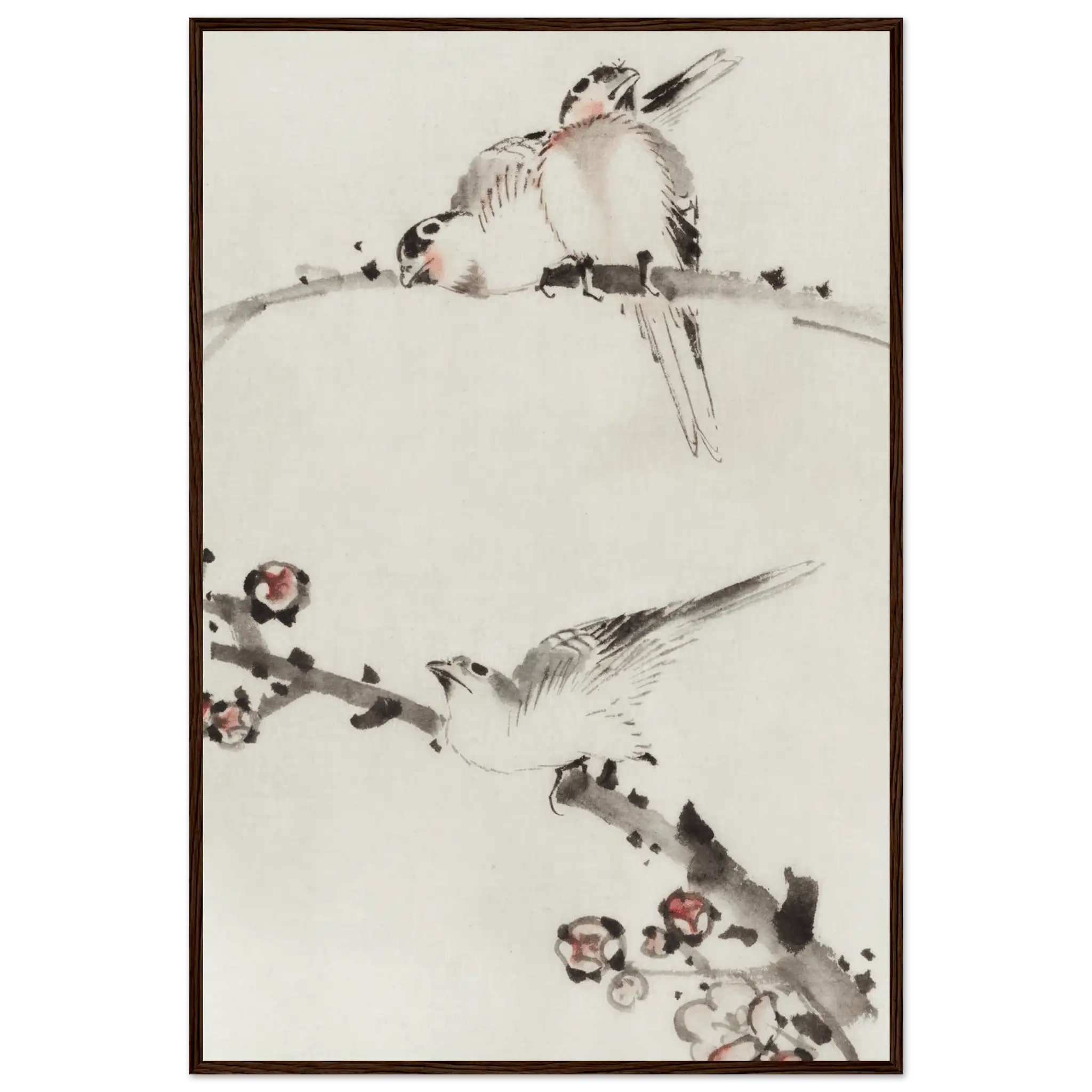 Drei Vögel auf Zweigen - Gerahmte Eleganz - HINORI