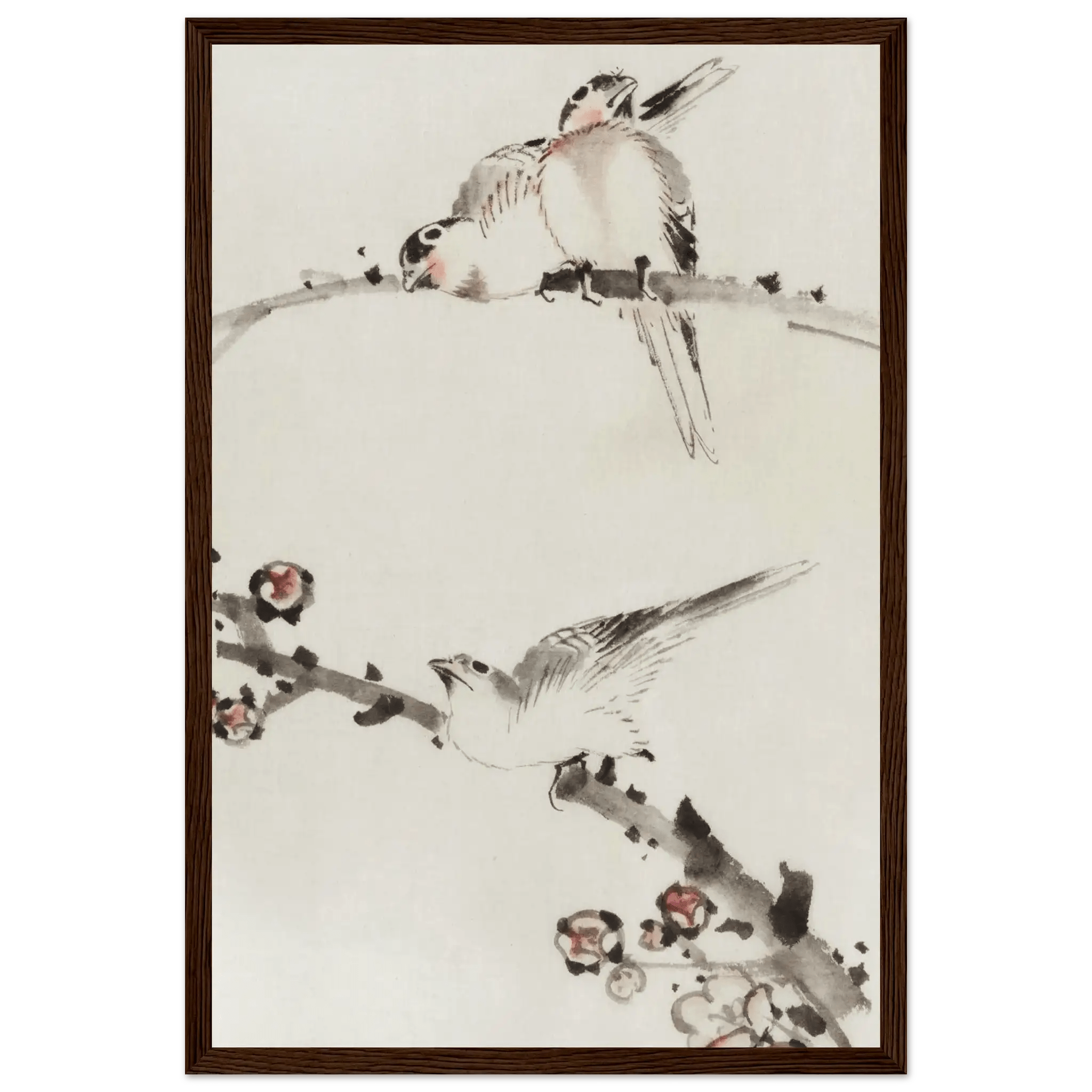 Drei Vögel auf Zweigen - Gerahmte Eleganz - HINORI