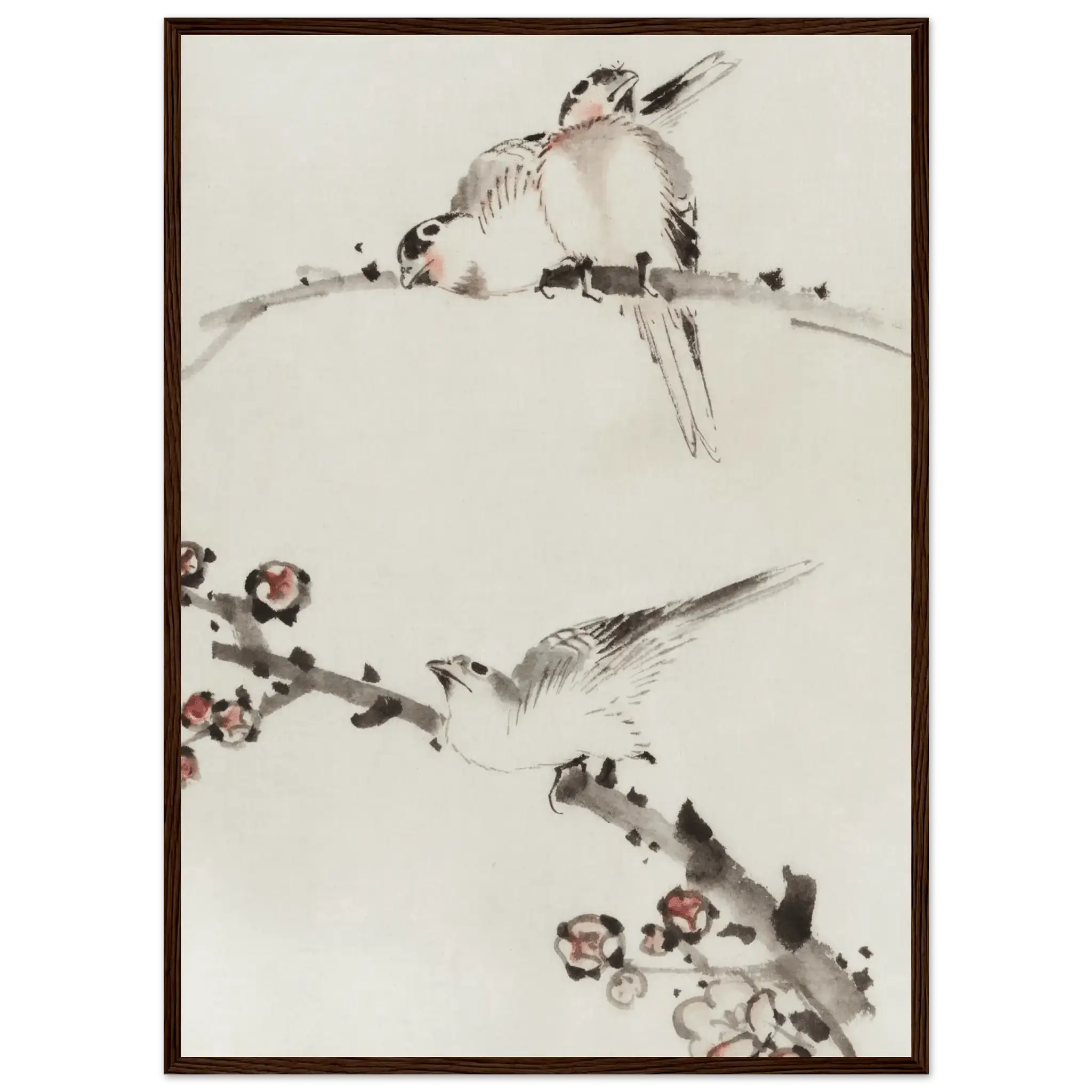 Drei Vögel auf Zweigen - Gerahmte Eleganz - HINORI