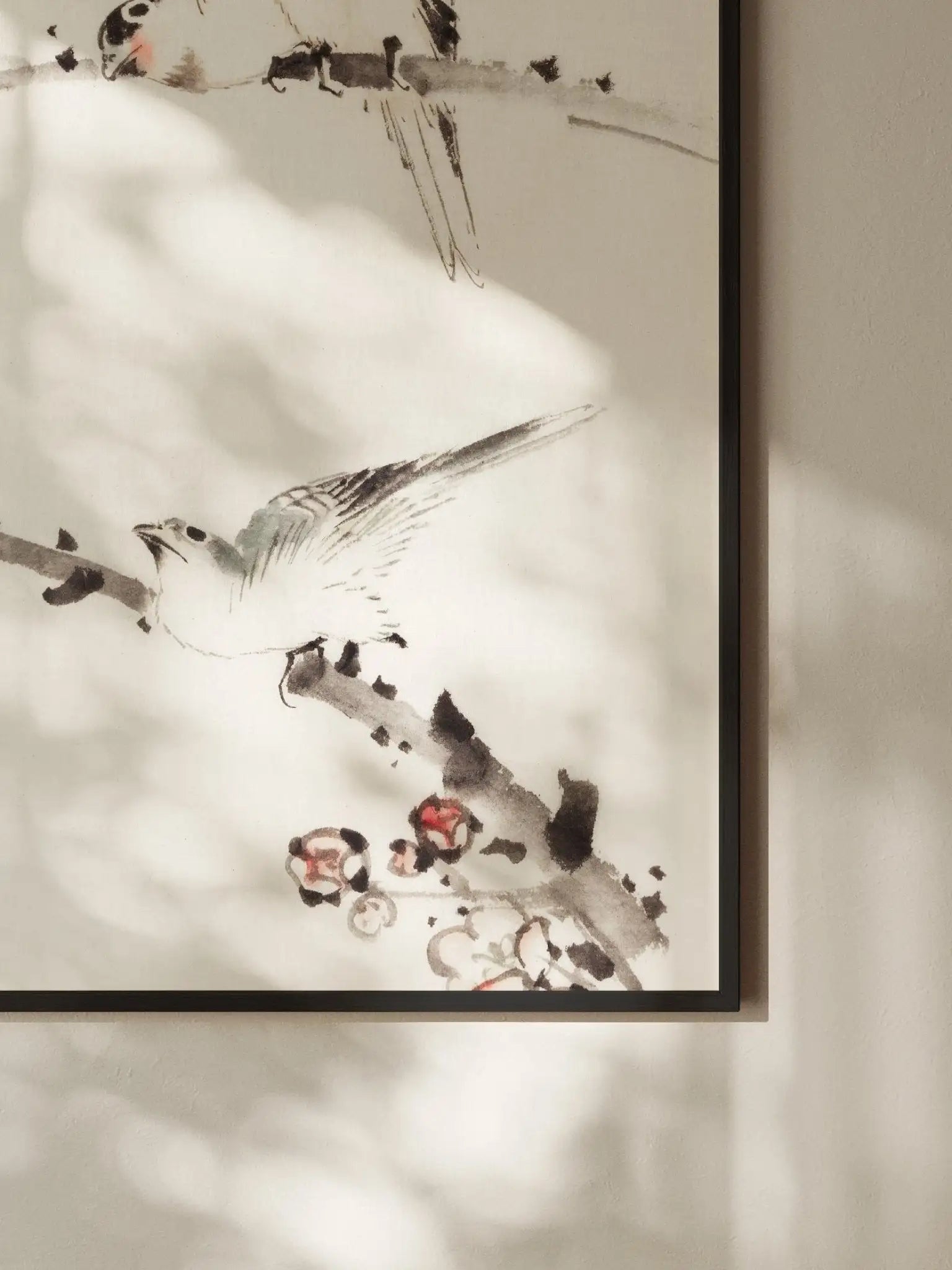 Drei Vögel auf Zweigen - Gerahmte Eleganz - HINORI