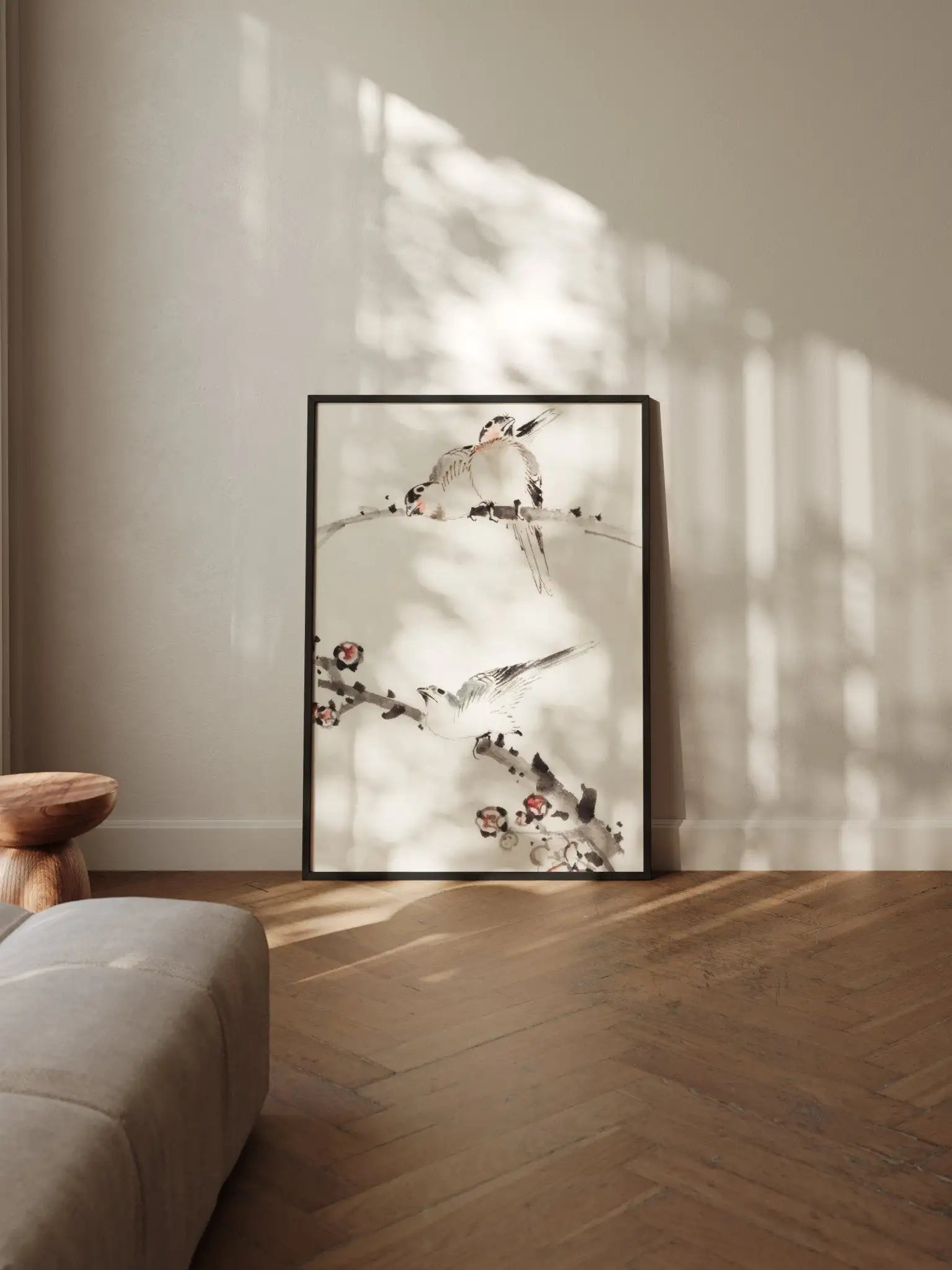 Drei Vögel auf Zweigen - Gerahmte Eleganz - HINORI