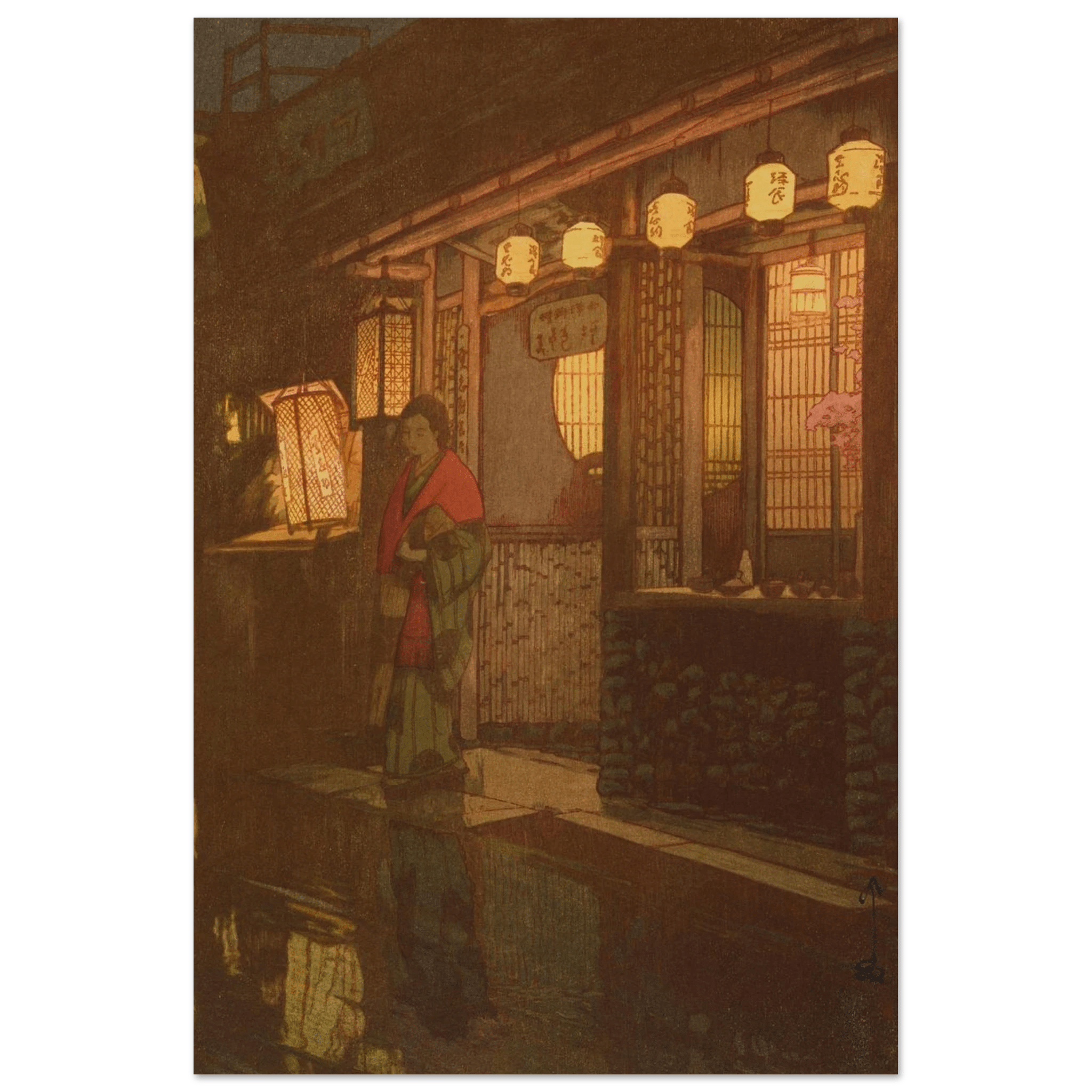 Ein kleines Restaurant bei Nacht - Fine Art Prints - HINORI