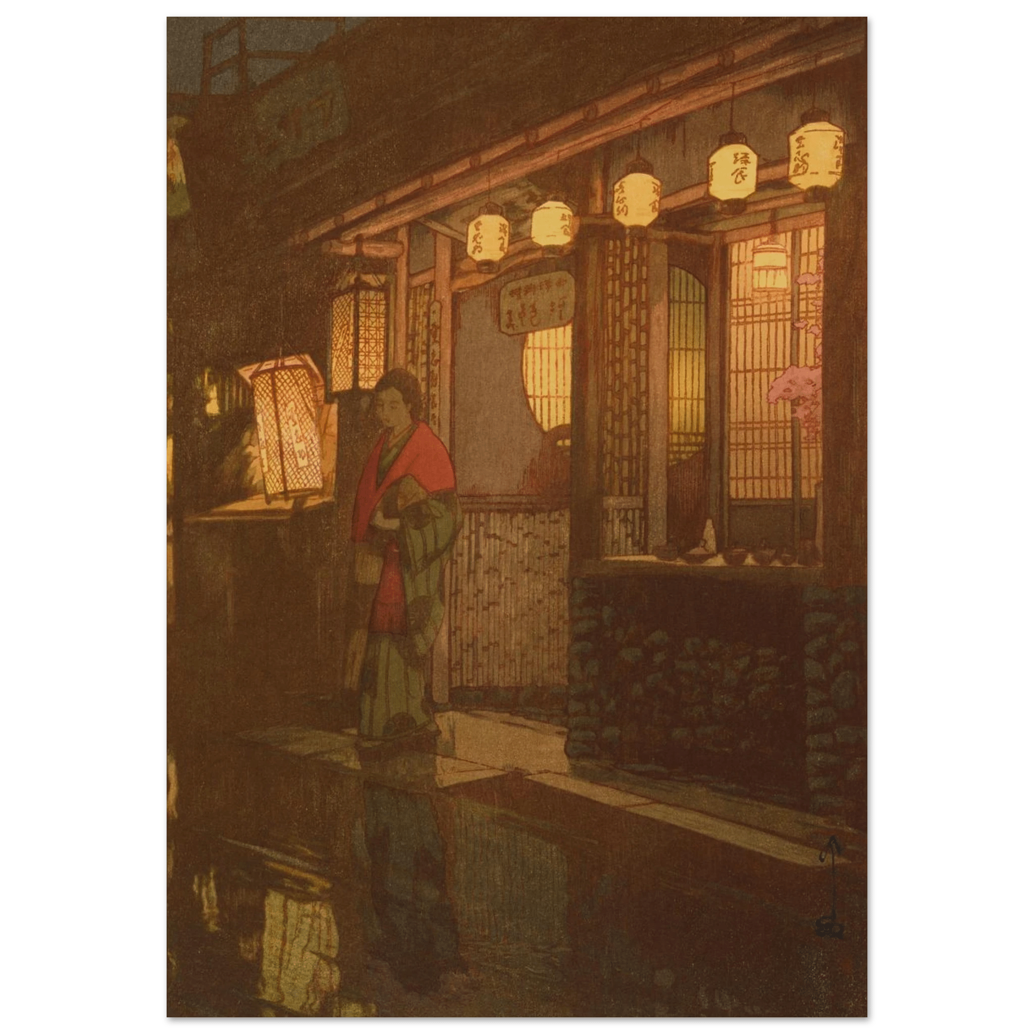 Ein kleines Restaurant bei Nacht - Fine Art Prints - HINORI