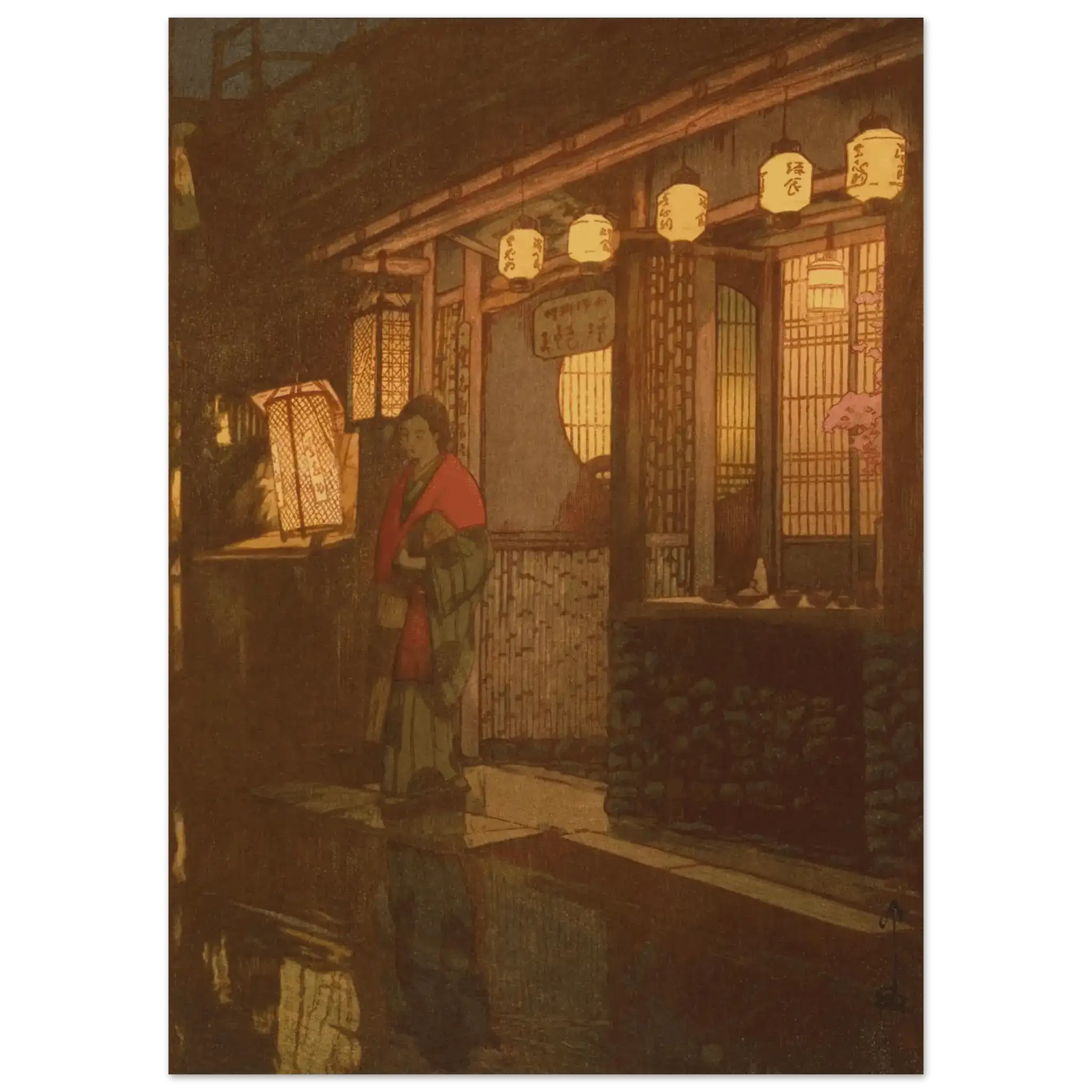 Ein kleines Restaurant bei Nacht - Fine Art Prints - HINORI