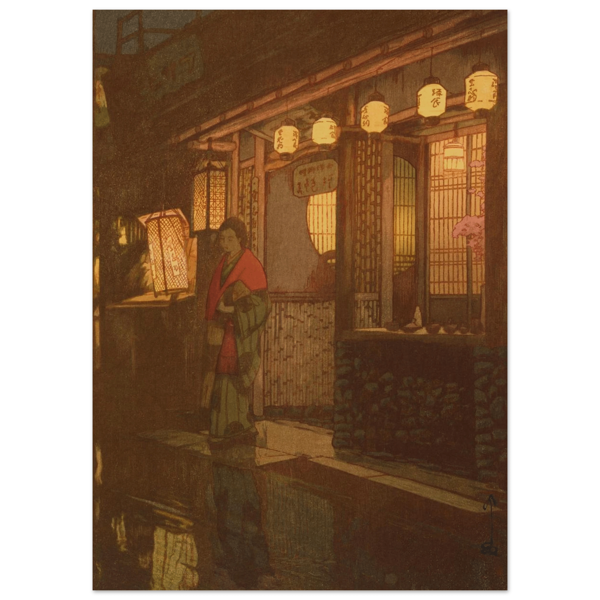 Ein kleines Restaurant bei Nacht - Fine Art Prints - HINORI