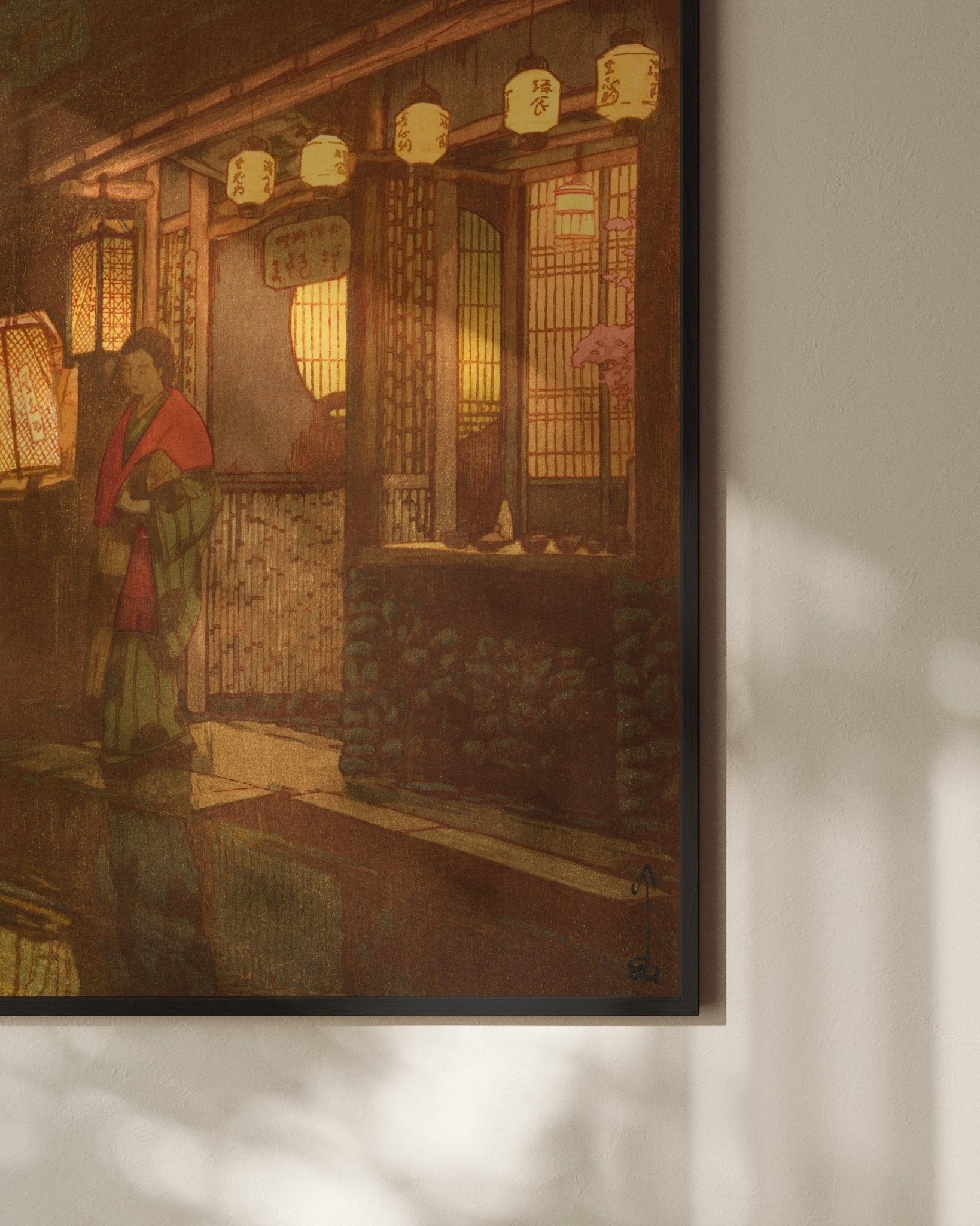 Ein kleines Restaurant bei Nacht - Gerahmte Eleganz - HINORI