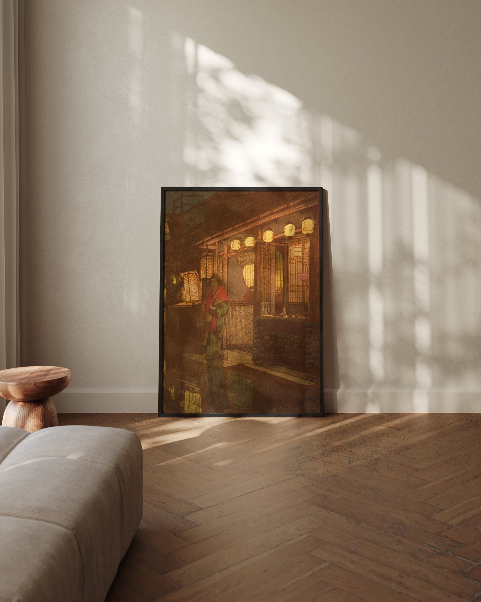 Ein kleines Restaurant bei Nacht - Gerahmte Eleganz - HINORI