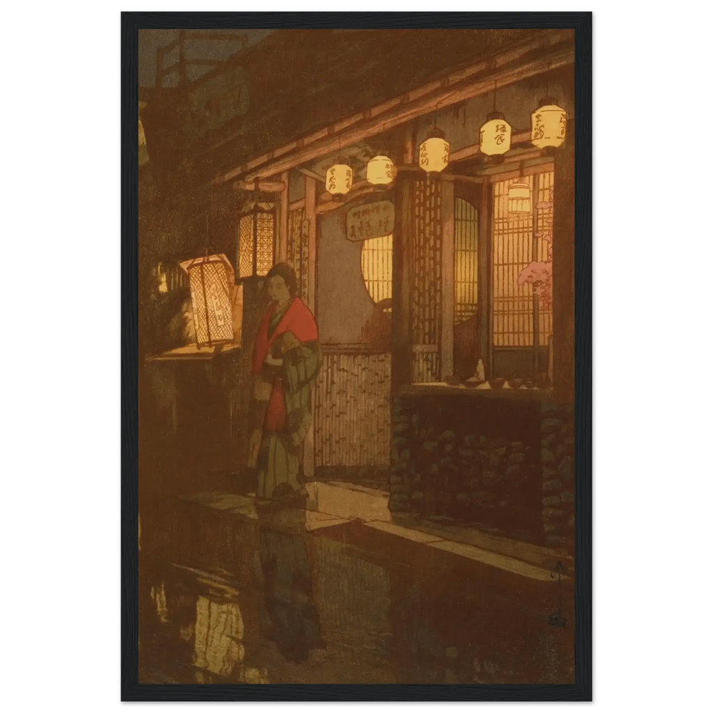 Ein kleines Restaurant bei Nacht - Gerahmte Eleganz - HINORI