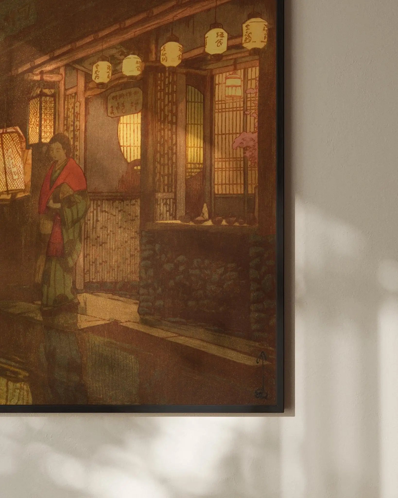 Ein kleines Restaurant bei Nacht - Gerahmte Eleganz - HINORI