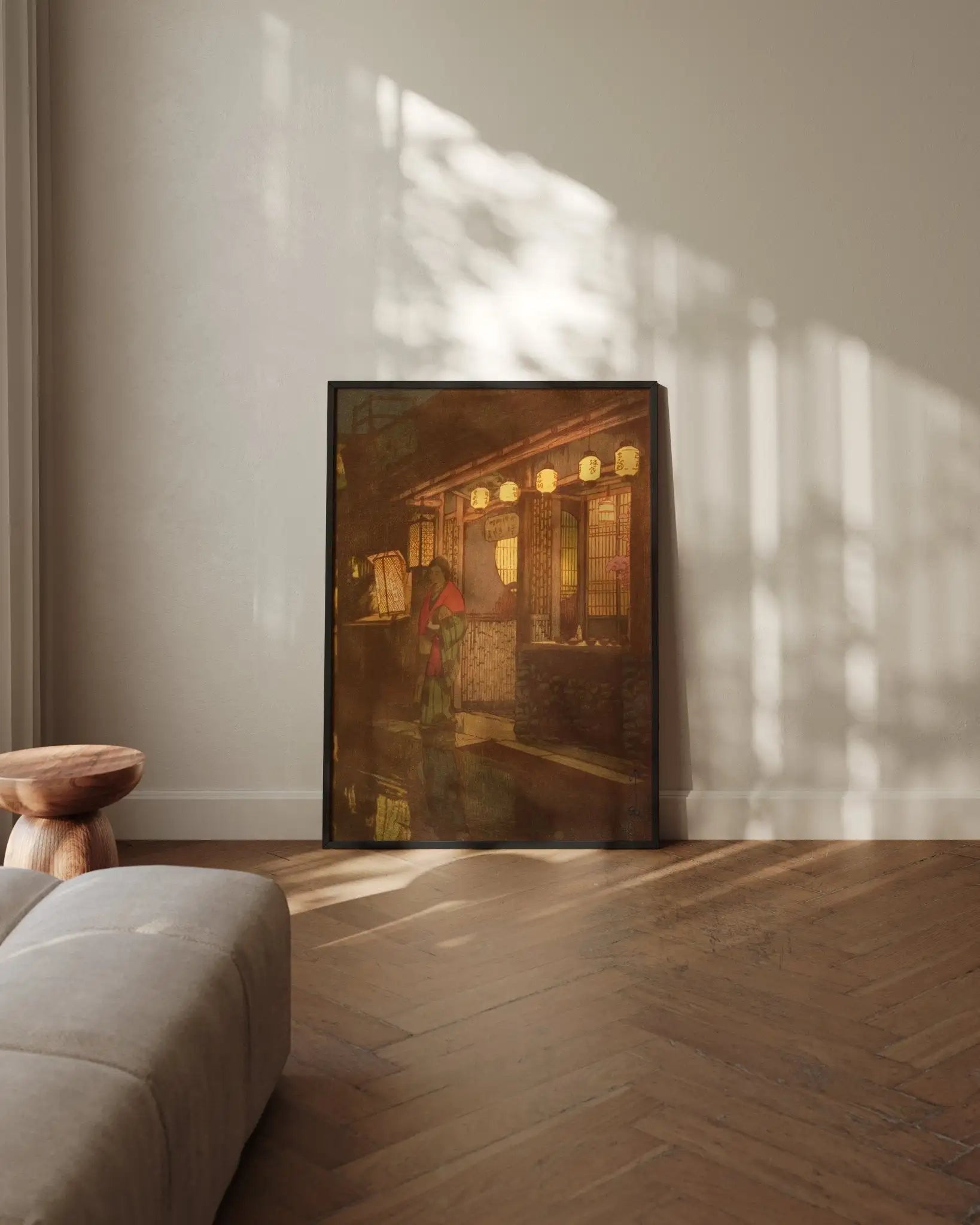 Ein kleines Restaurant bei Nacht - Gerahmte Eleganz - HINORI