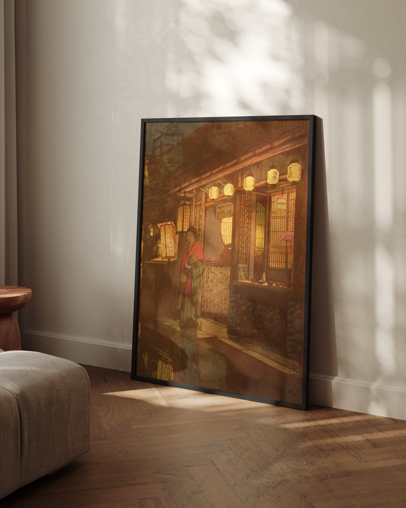 Ein kleines Restaurant bei Nacht - Gerahmte Eleganz - HINORI