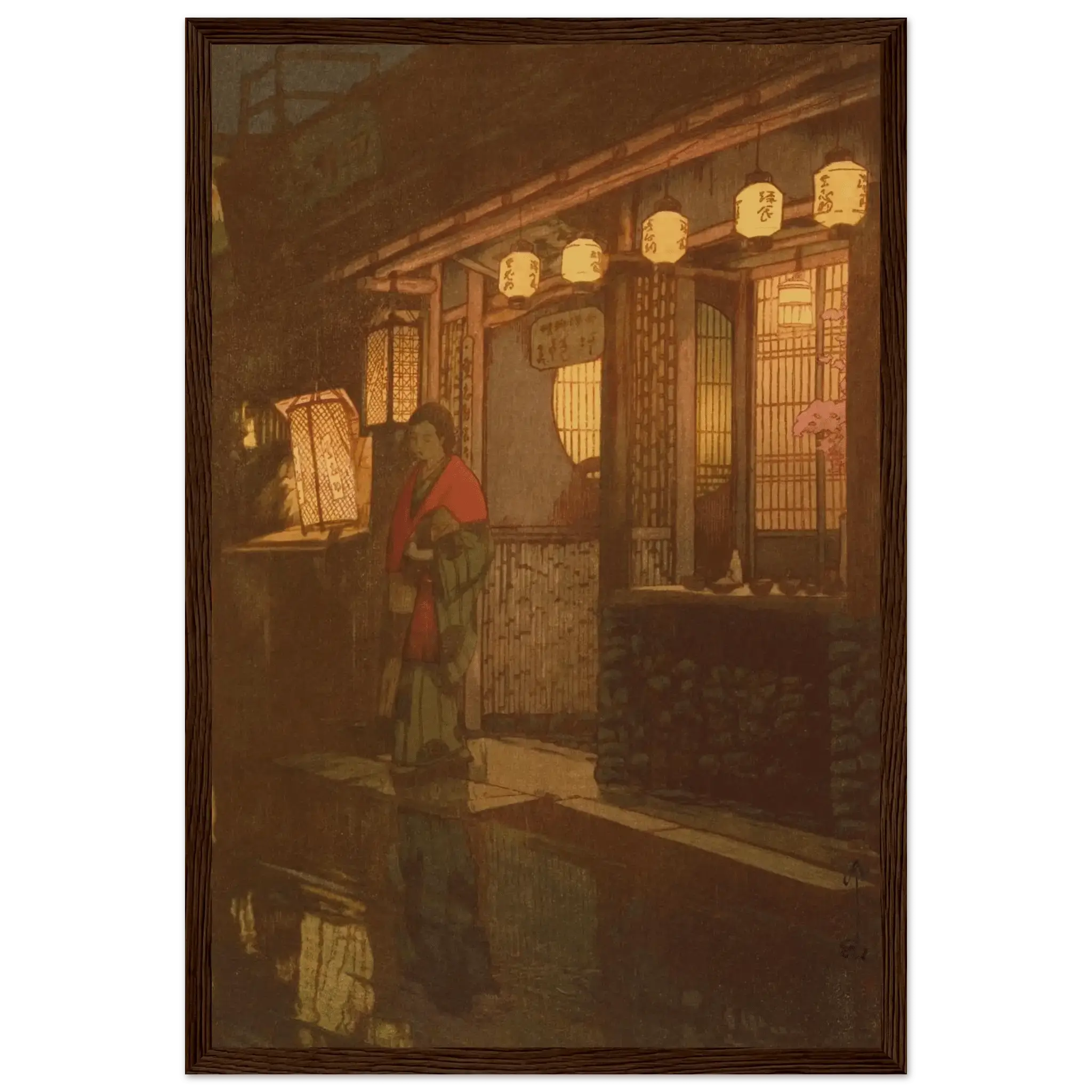 Ein kleines Restaurant bei Nacht - Gerahmte Eleganz - HINORI