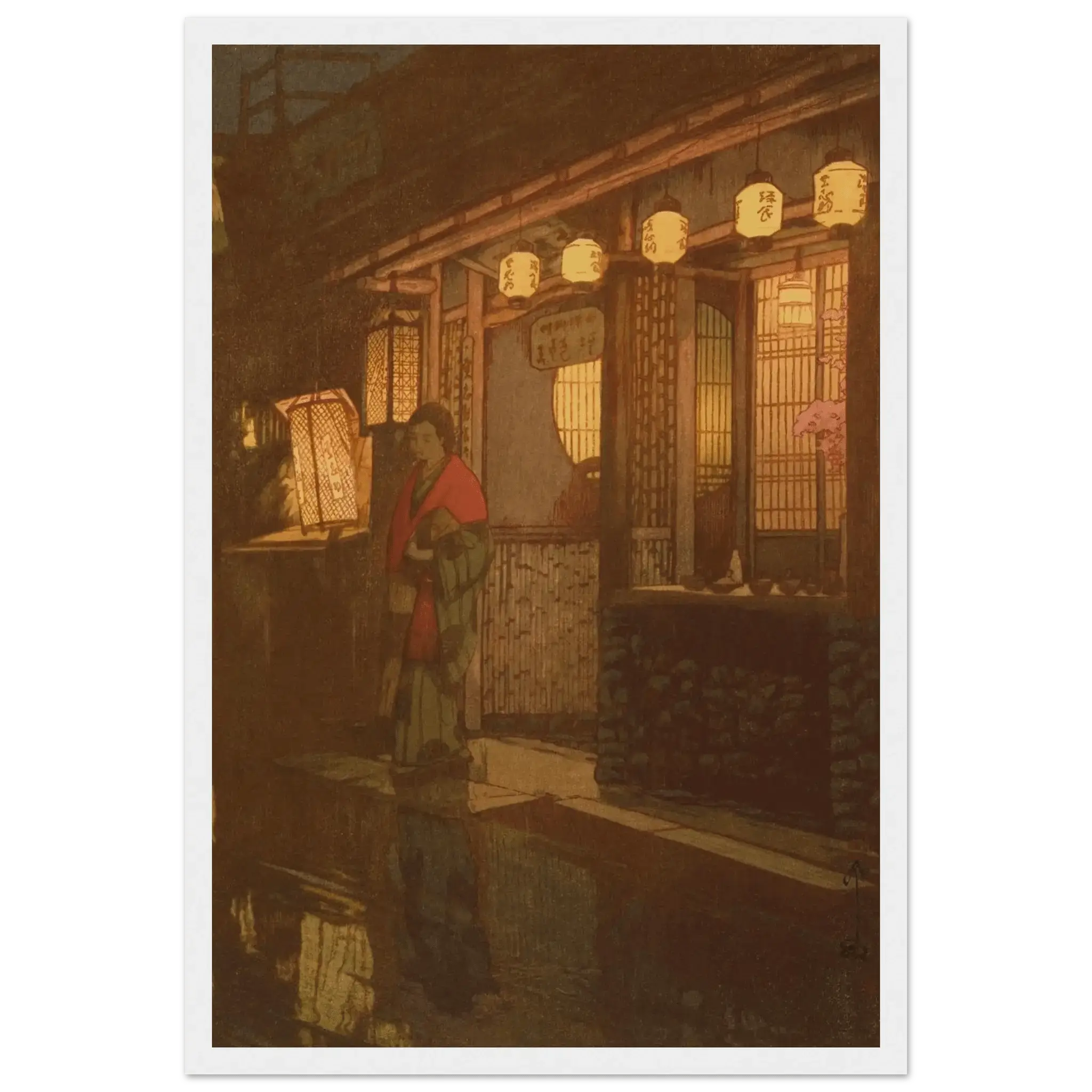 Ein kleines Restaurant bei Nacht - Gerahmte Eleganz - HINORI