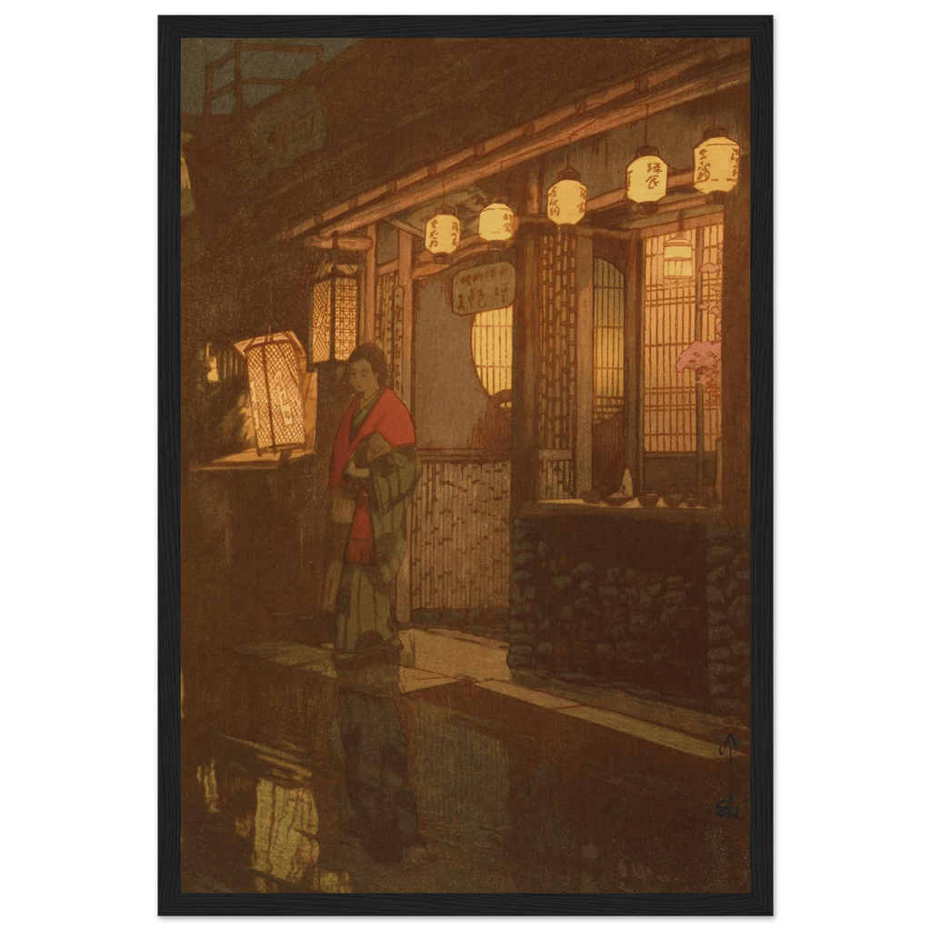 Ein kleines Restaurant bei Nacht - Gerahmte Eleganz - HINORI