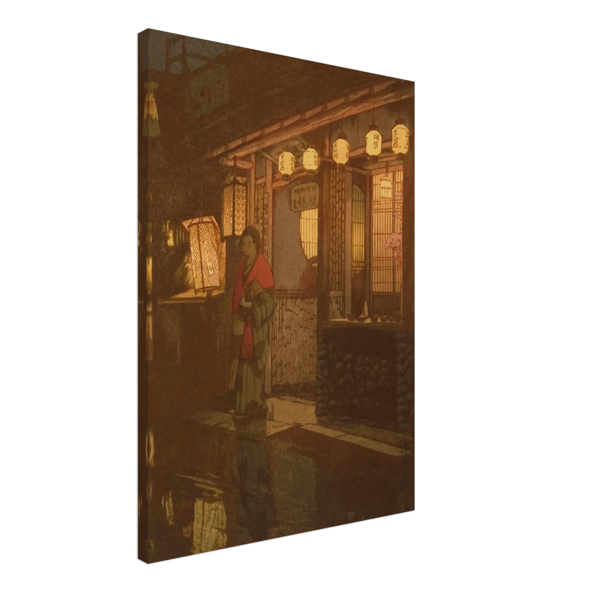 Ein kleines Restaurant bei Nacht - Leinwand Edition - HINORI