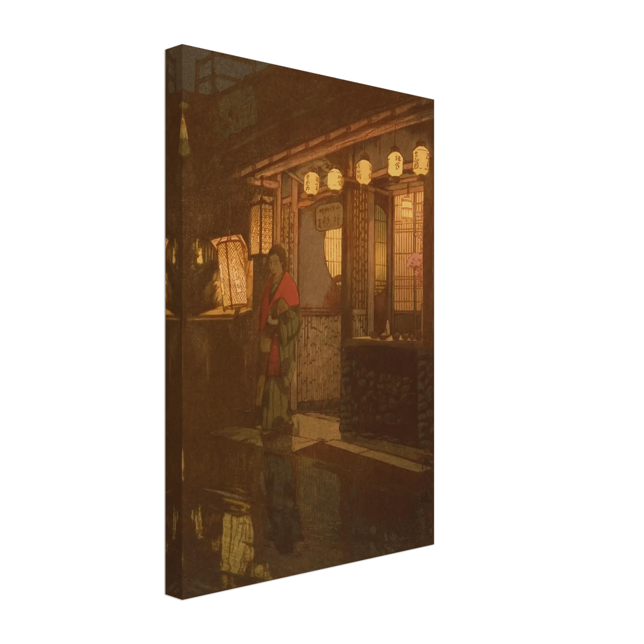 Ein kleines Restaurant bei Nacht - Leinwand Edition - HINORI