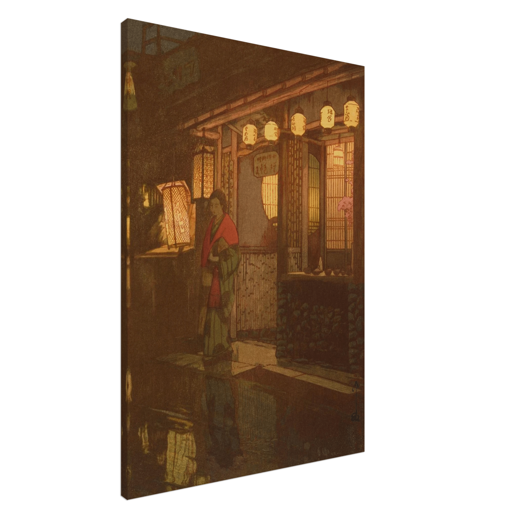 Ein kleines Restaurant bei Nacht - Leinwand Edition - HINORI