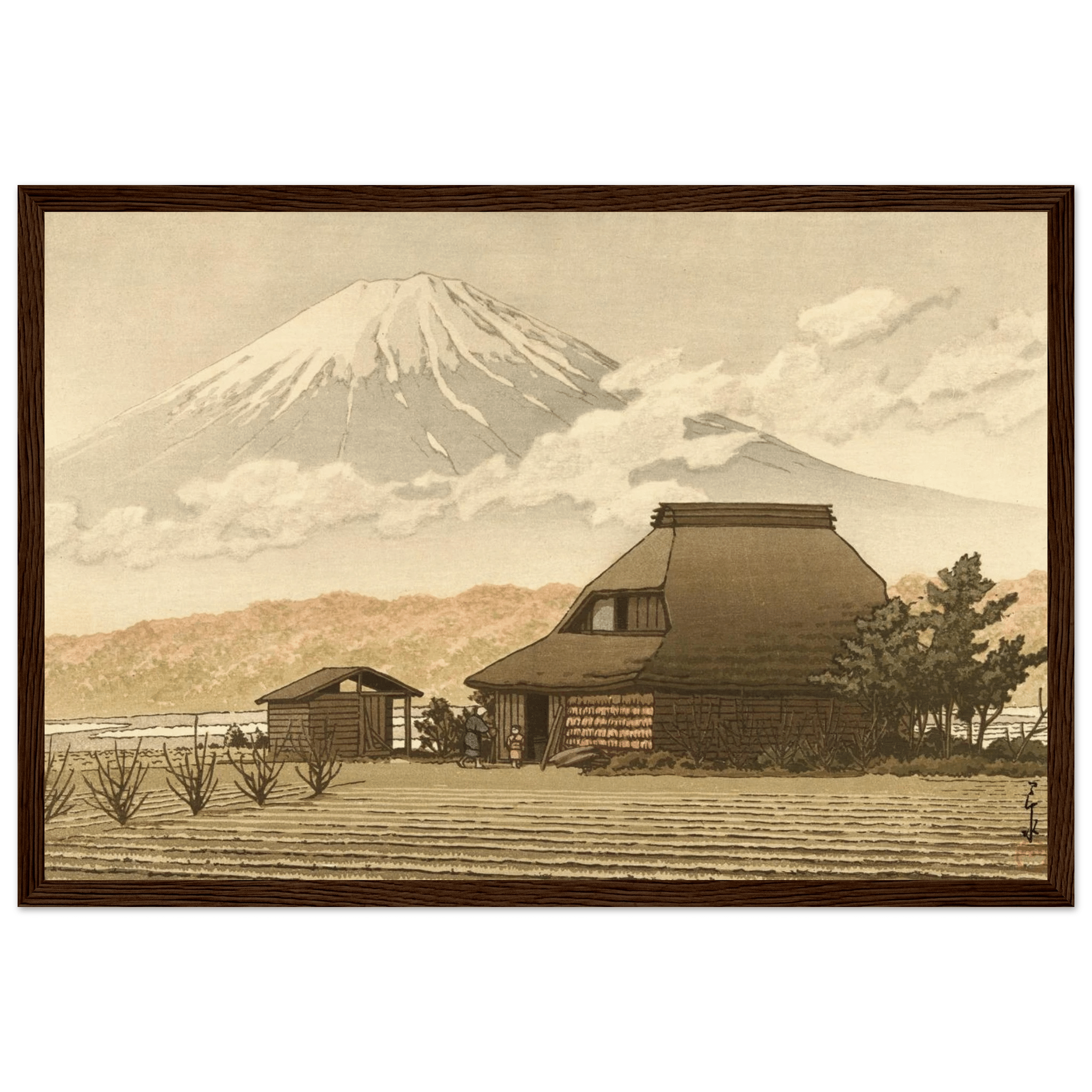 Fuji über dem Dorf Narusawa - Gerahmte Eleganz - HINORI