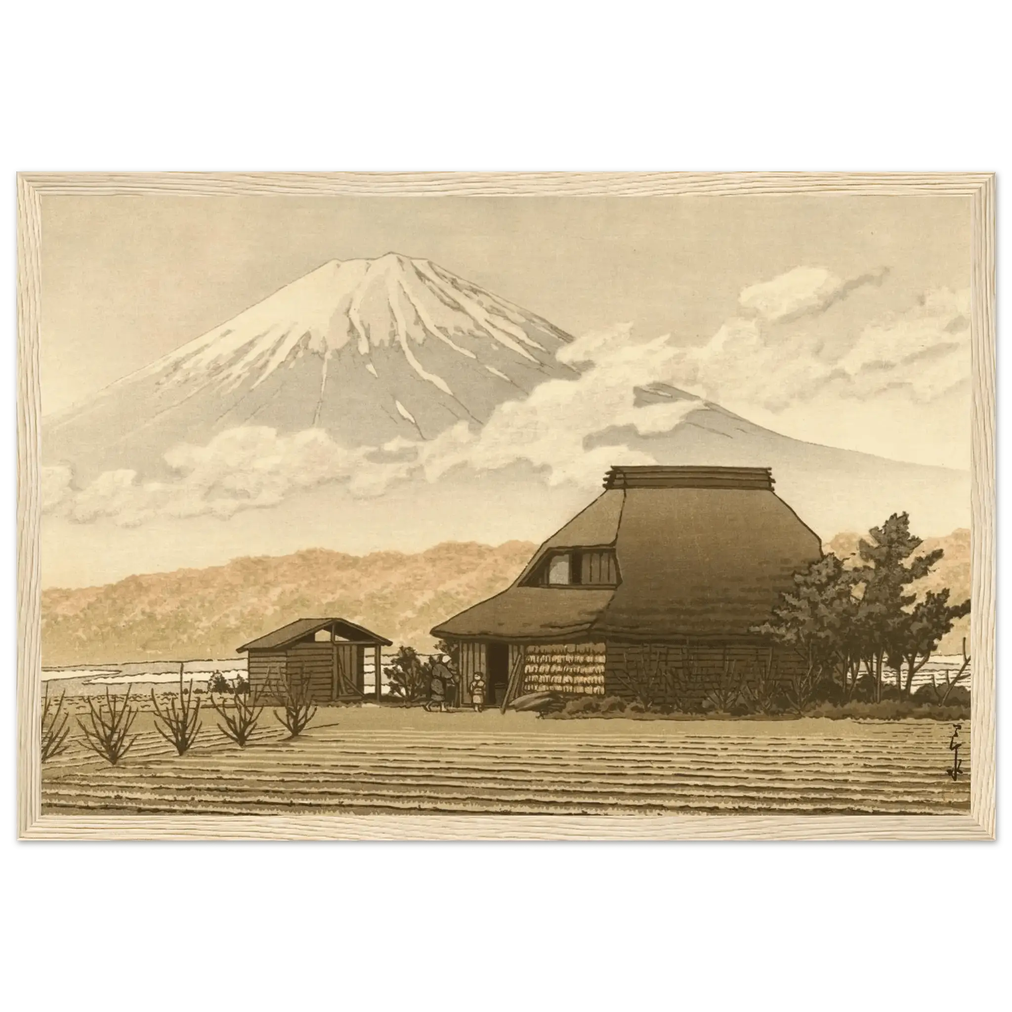 Fuji über dem Dorf Narusawa - Gerahmte Eleganz - HINORI